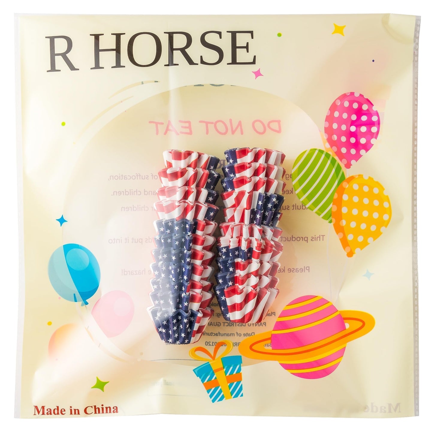 R HORSE 200Pcs American Flag Cupcake Liners, July 4th Grease-resistant Mini Size Cupcake Cups for Baking, Heavy Duty Paper Cupcake Wrappers Muffin Baking Cup for 4th of July Independence Day