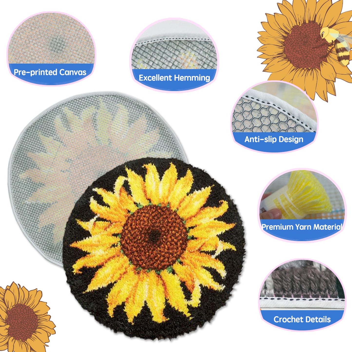 MIAOLLUN Latch Hook Kit, Reindeer Christmas Pattern DIY Rug Crochet Yarn Kits, Embroidery Decoration 20.4" X 15" (52X38cm)