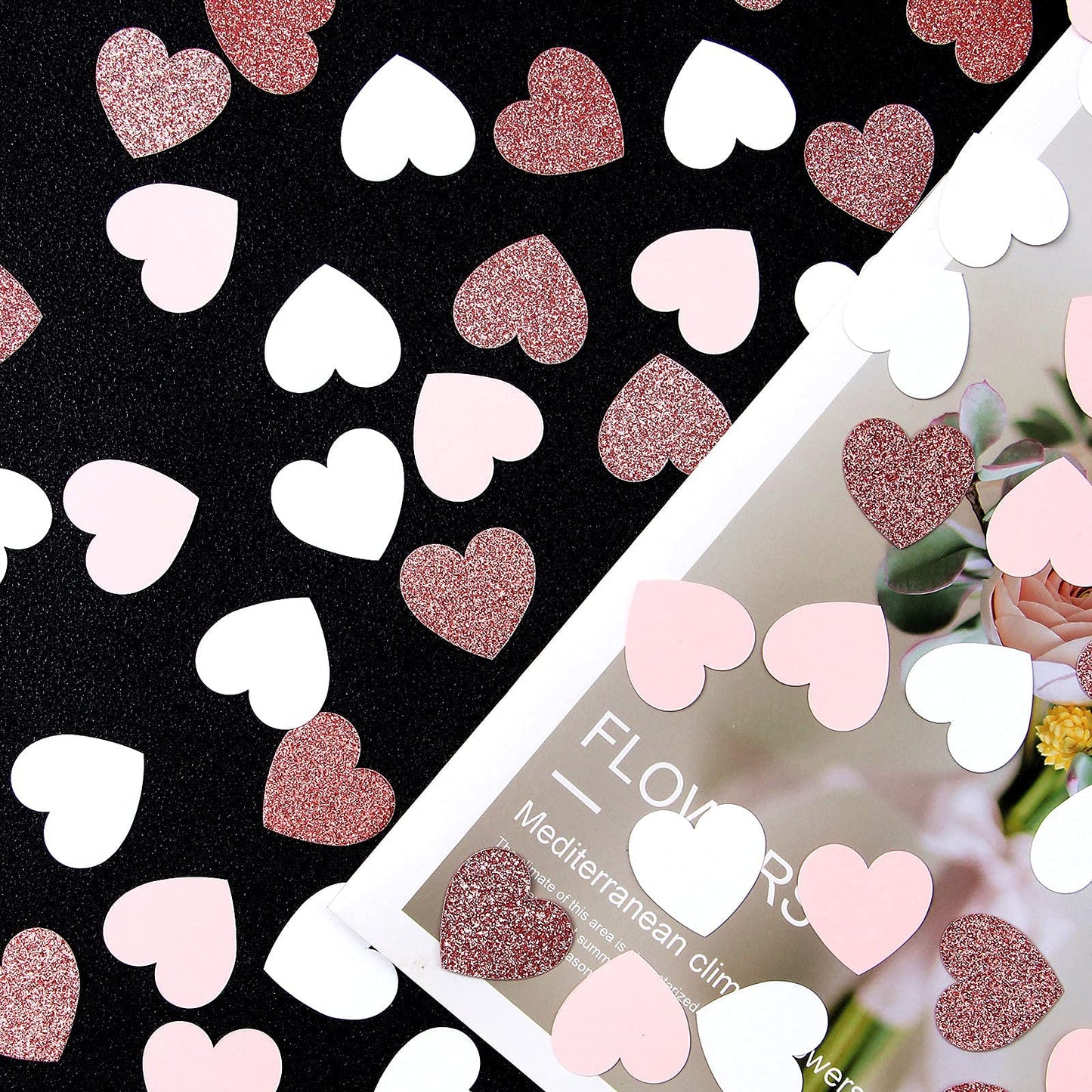 Rose-Gold Pink Valentines-Day Decorations Heart-Confetti - 200pcs Mothers Day Brunch Engagement Bachelorette Table Decor,Wedding Baby Shower Birthday Glitter Paper Party Confetti Lasting Surprise