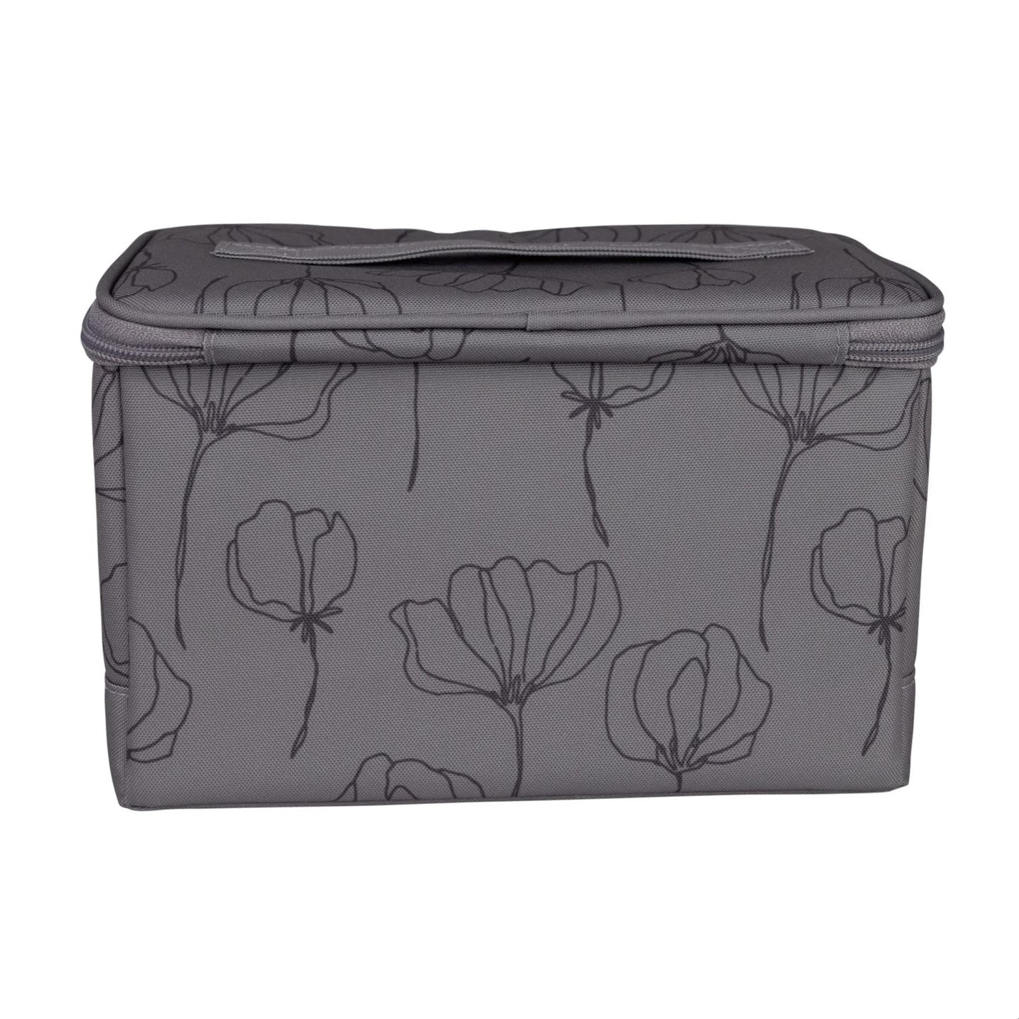 Everything Mary Collapsible Sewing Kit Organizer Box, Grey Floral - Supplies Storage Basket for Supplies and Accessories - Organization for Thread, Needles, Notions & Scissors
