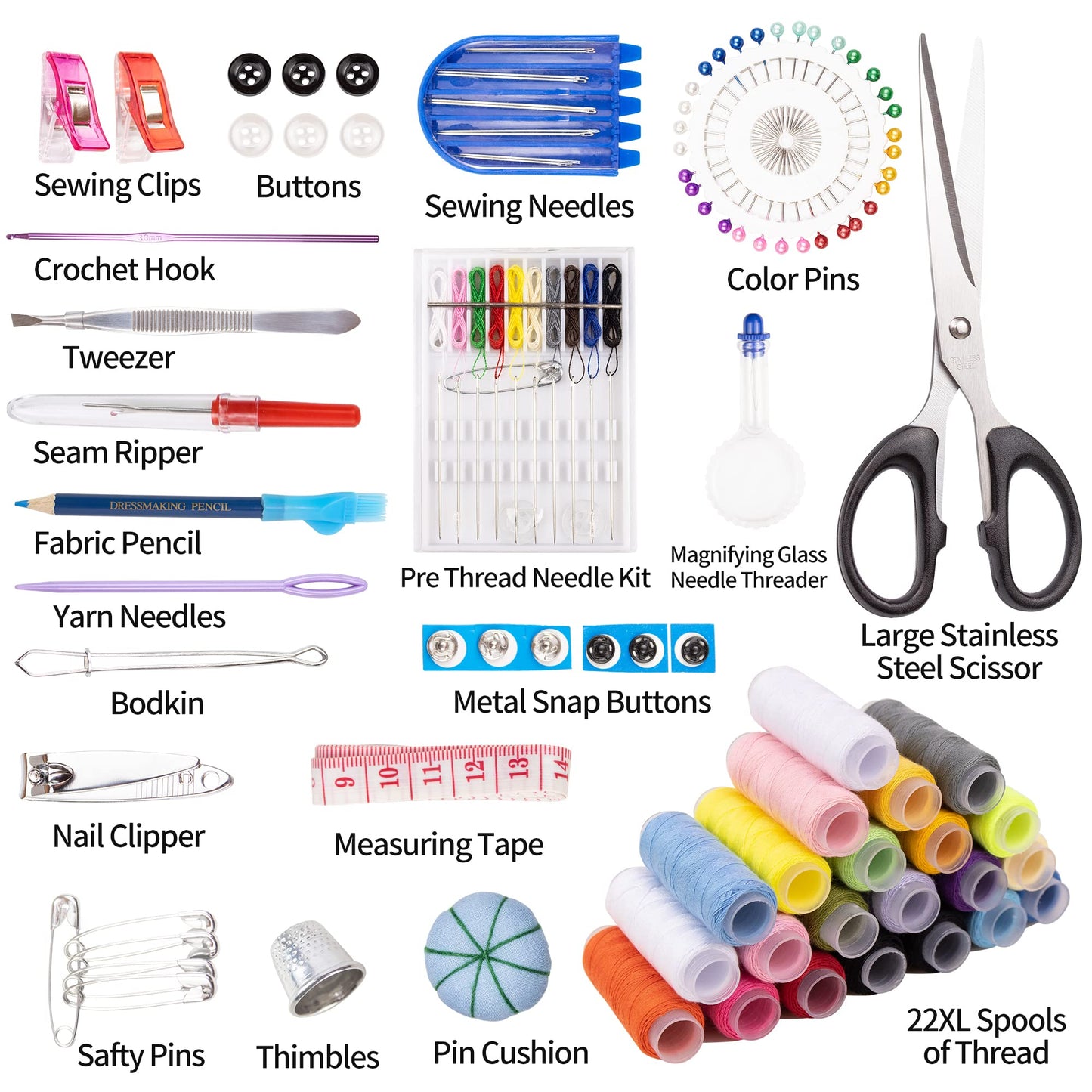 TALERLUV Needle and Thread Sewing Kit for Adults, Basic Hand Sewing Starter Set for Beginner, Travel, Small Fixes and Emergency Repairs, DIY Sewing Tools Supplies