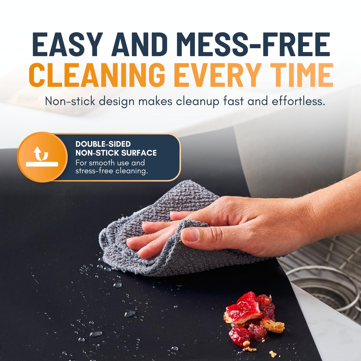 Oven Liners for Bottom of Oven - 3 Pack Large Heavy Duty Mats, 16.25”x23” Non-Stick Reusable Liner for Electric, Gas, Toasters, Grills - BPA & PFOA Free Kitchen Accessory to Keep It Clean (Black)