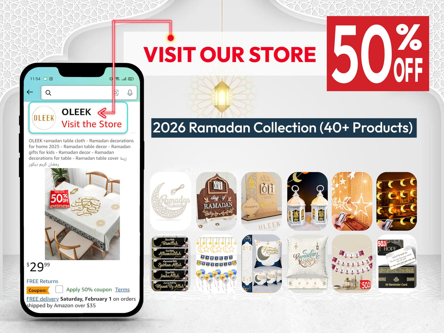 Ramadan Decorations Moon and Stars - Ramadan Lights for Table - Ramadan Decorations for Home 2026 - Ramadan Gifts for Kids Lanterns - Ramadan Decor Moon and Star Lamp - Crescent Moon lamp