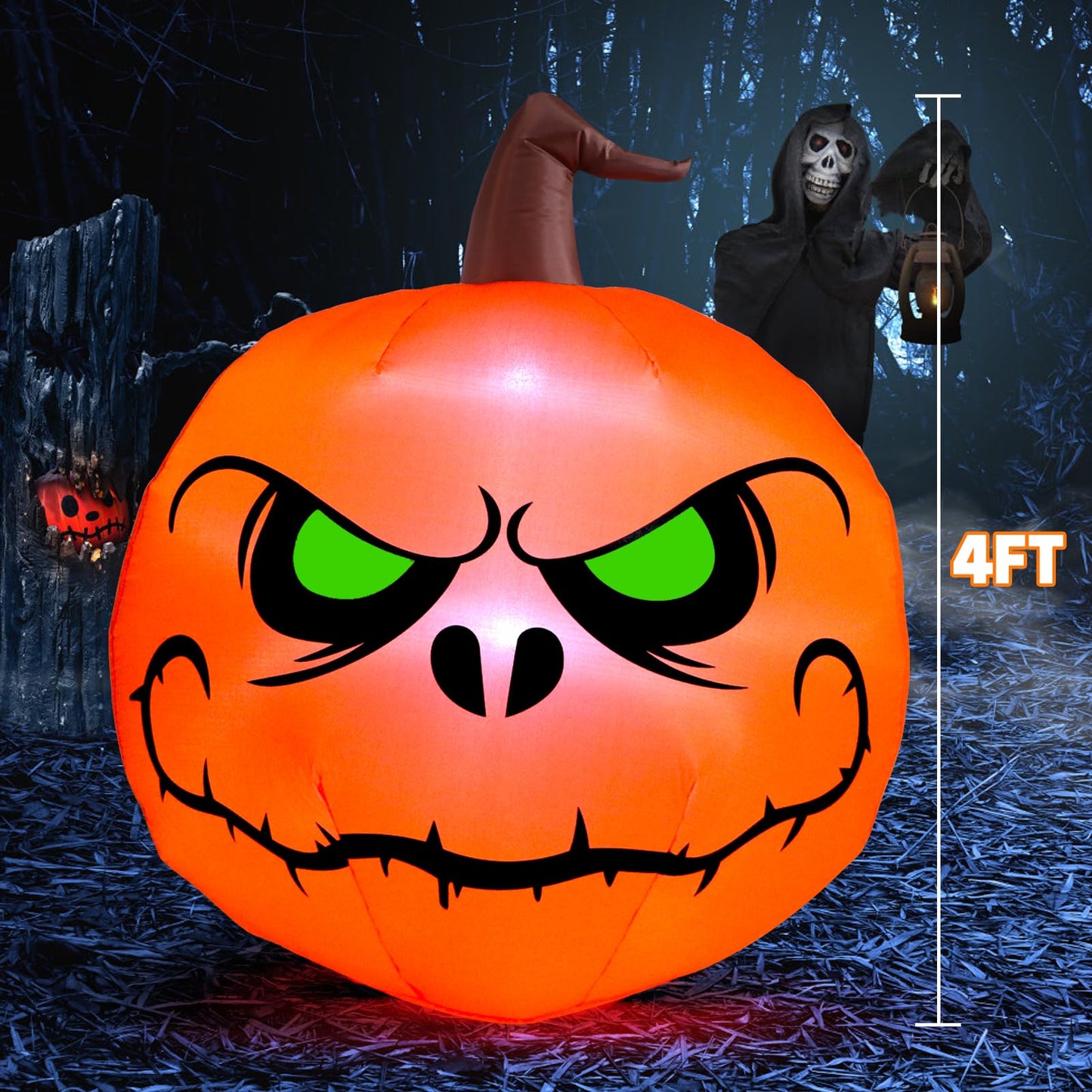4 Ft Halloween Blow up Inflatable Pumpkin Decoration-Lighted Halloween Inflatables Outdoor for Home Yard Garden Indoor and Outdoor Halloween Decoration