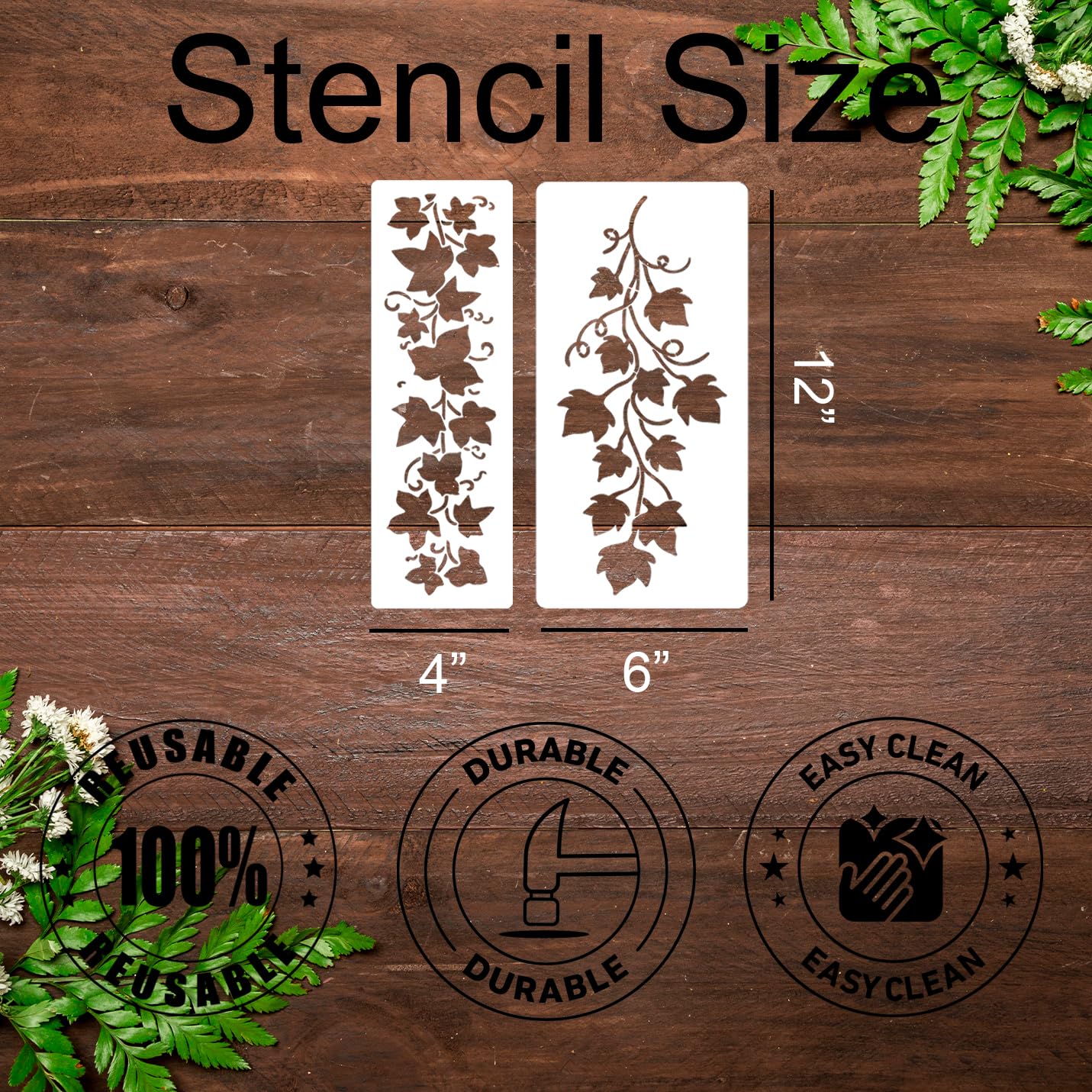 Leaf Stencils Vine Stencil Leaves Floral Stencils Reusable DIY Crafts Drawing Templates for Painting on Wood Wall Canvas Furniture