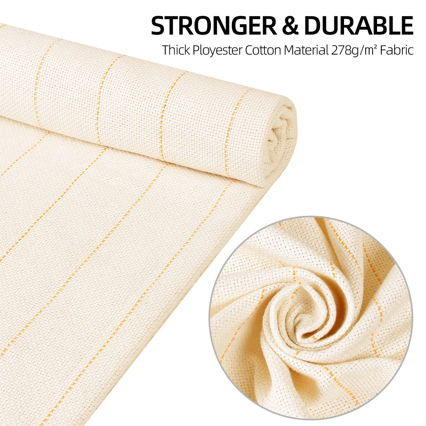 ROCKY&CHAO 70"x40" Non-Slip Backing Felt Cloth for Tufted Rugs, 59"x39" Tufting Cloth with Yellow Marked Lines for Rug Tufting, Monk Cloth Rug Tufting Kit for Tufting Gun, Punch Needle, Rug Hooking
