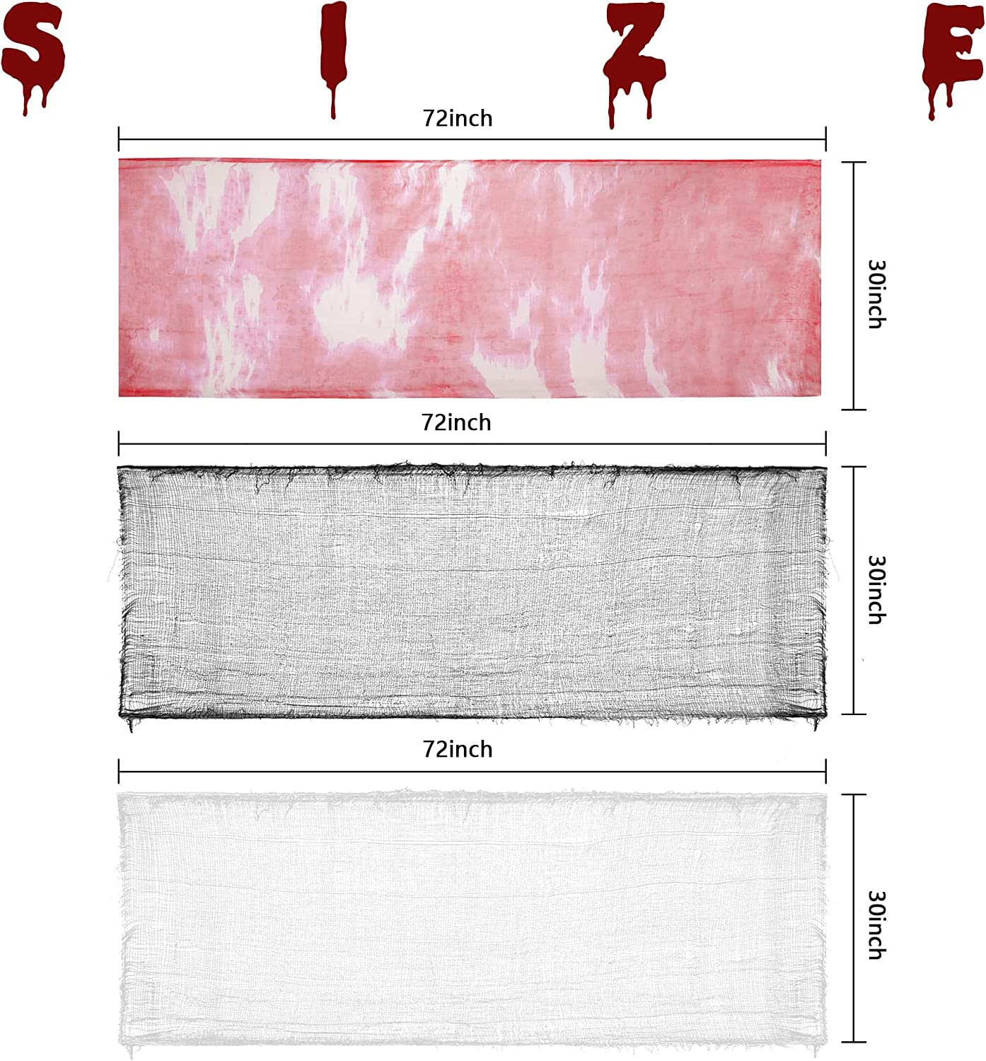 Watayo 9 Pcs Halloween Creepy Cloth, Scary Spooky Fabric Cloth, Halloween Stretch Spider Web Weave Creepy Gauze for Party Haunted House Decor