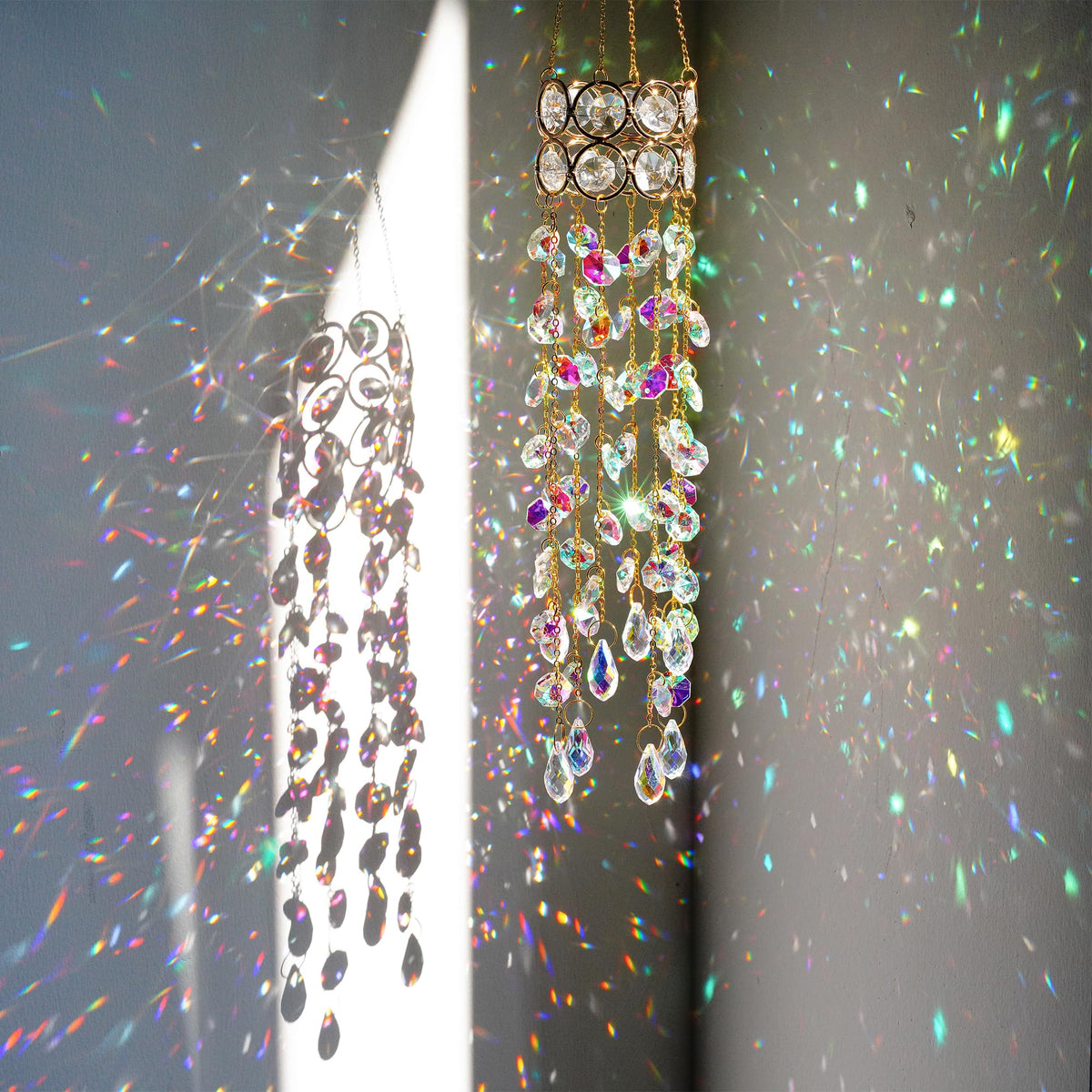 2 Pack Crystal Suncatchers for Window Hanging Rainbow Makers,17inch
