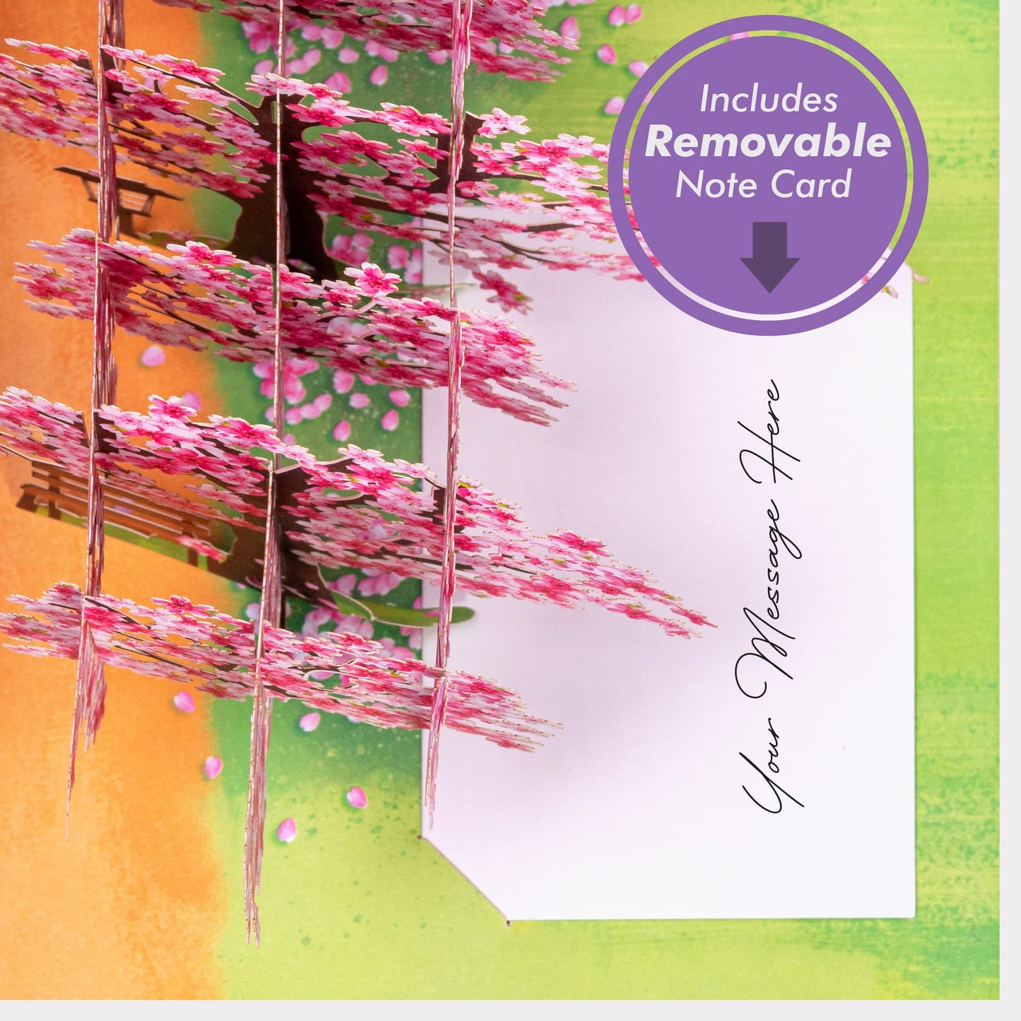 Paper Love Mothers Day Pop Up Card, 3D Cherry Blossom Park, Gift for Mothers Day, Birthday, Wedding, Anniversary, Thank You, Get Well, All Occasion - 5" x 7" Cover - Includes Envelope and Note Tag