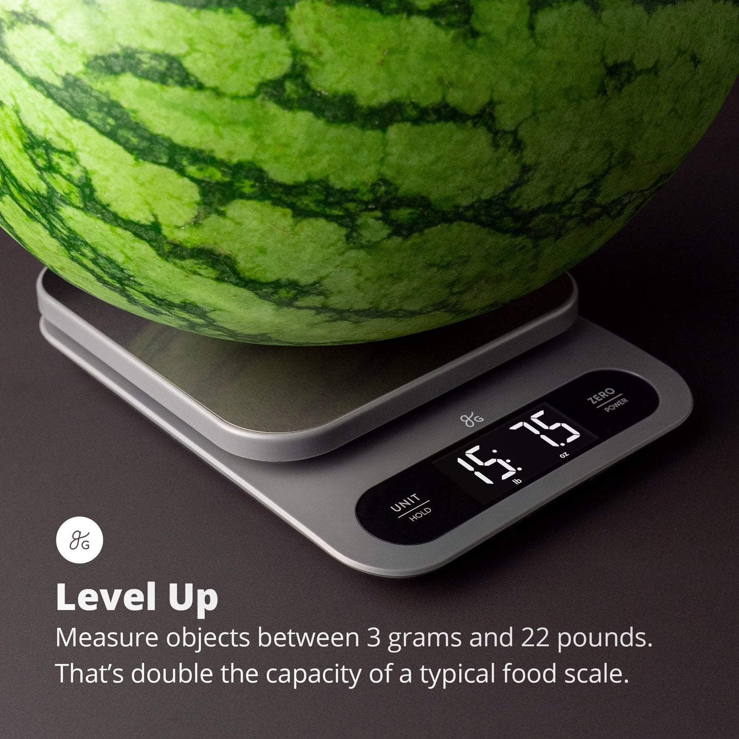 High Capacity Kitchen Scale - A Premium Food Scale That Weighs in Grams & Ounces w/a 22 Pound Capacity | Feat. a Hi-Def LCD Screen and Stainless Steel Platform | Designed in St. Louis