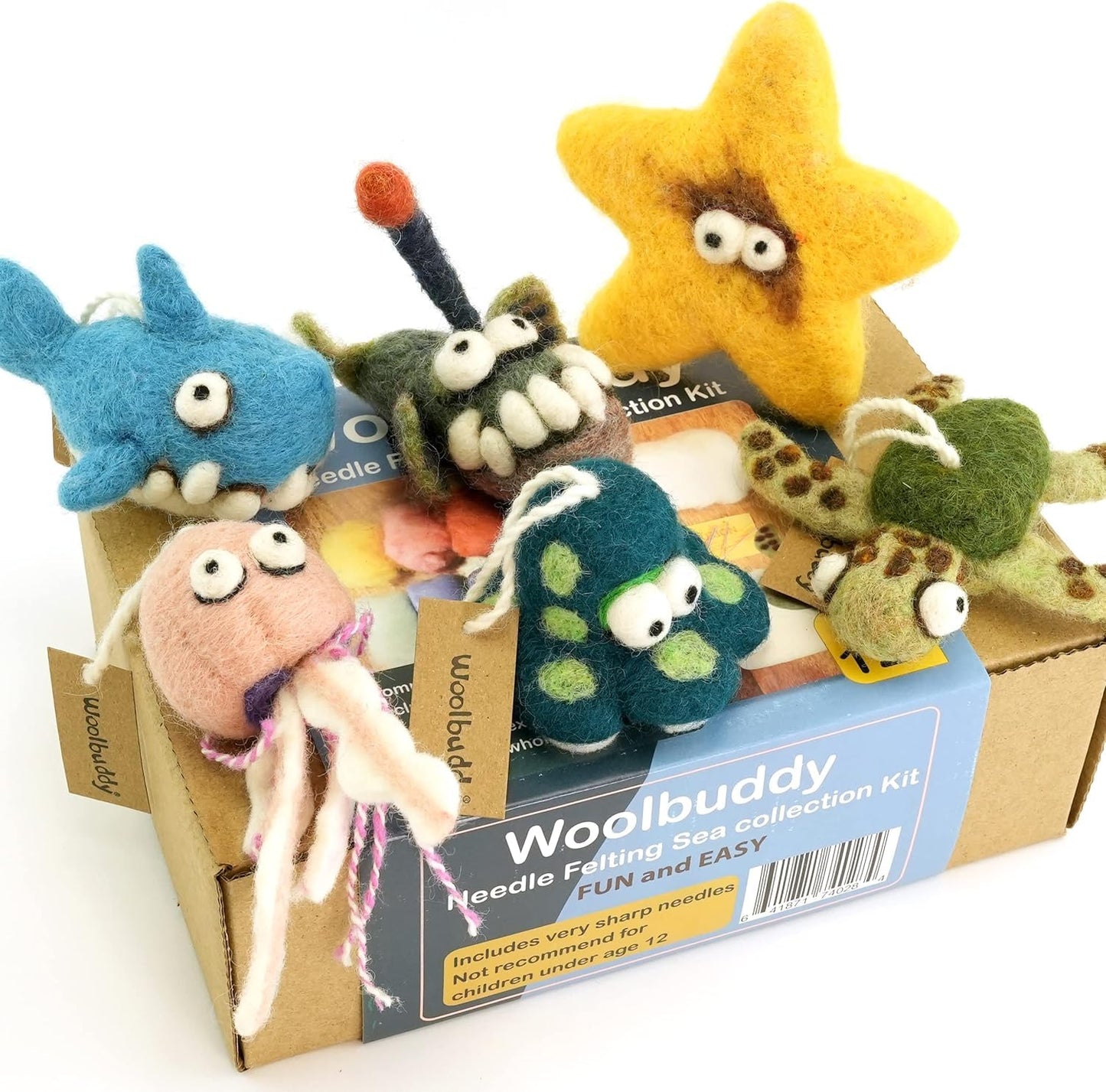 Needle Felting Kit - Sea Animals for Beginners, Adults & Kids, Includes Wool Roving, Felting Needles, Pad, and Instructions
