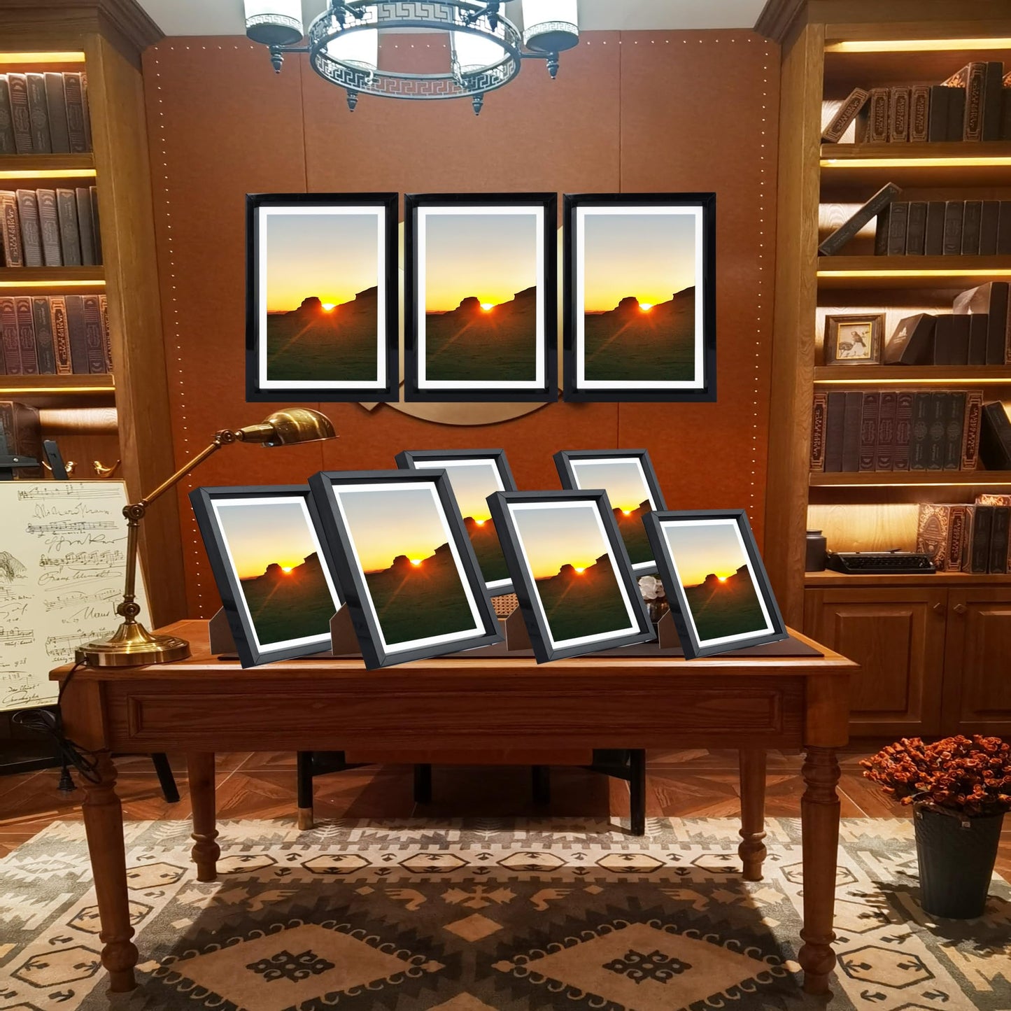 8x10 Picture Frame Black, Collage 6 Pack Display Pictures 8x10 Without mat 5x7 With mat Collage Pictures Frame 8x10,Black,6Pack