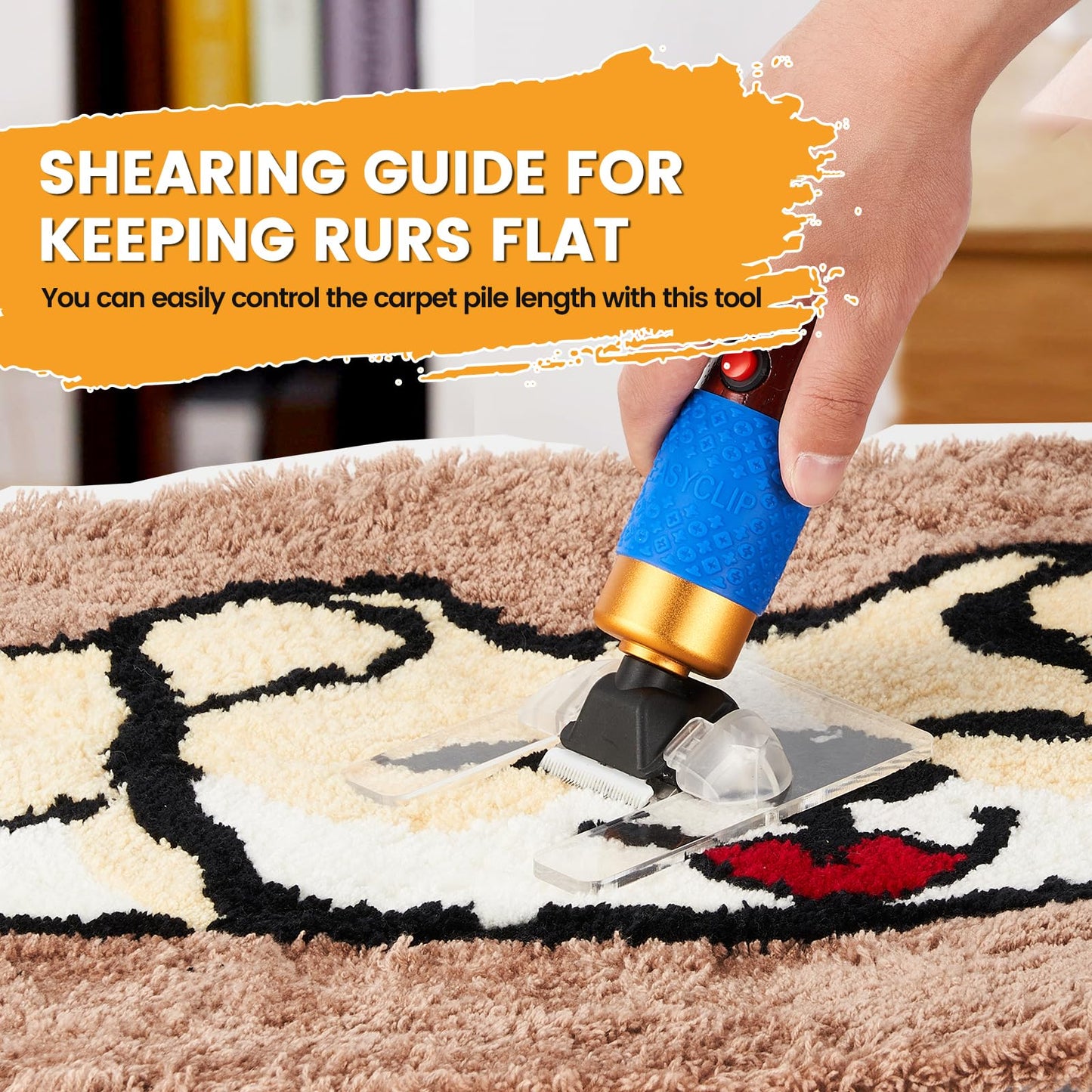 Riiai Carpet Trimmer with Shearing Guide, Carpet Shears Comes with 2 Blades, Low Noise Vibration Rug Trimmer, Carpet Carving Clippers for Sculpting Tufting Gun Rug(18cm, Blue)