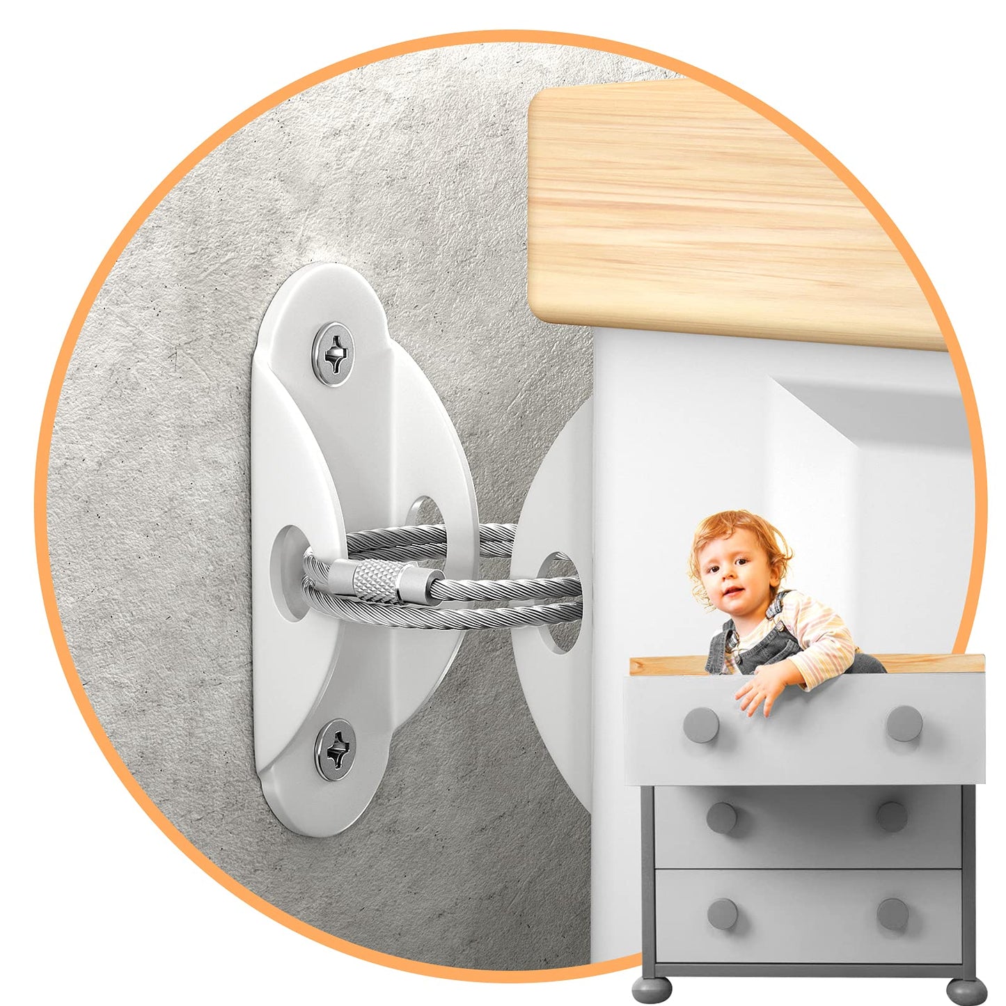 Furniture Anchors (10 Pack) for Baby Proofing, Furniture Straps Anti Tip Furniture Anchor