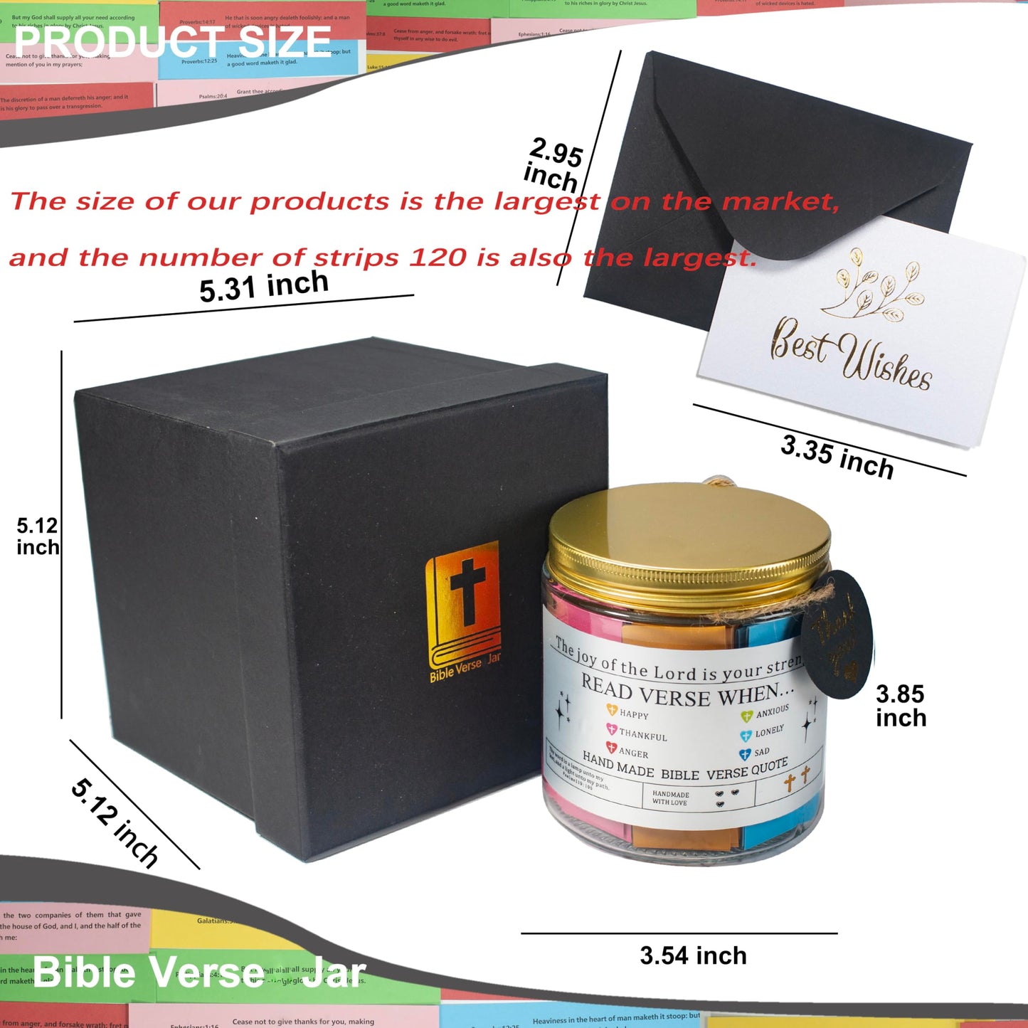 Bible Verse Jar 120 PCS,Read Me When For Emotion,Easter Gifts for kids,Birthday Christian Gifts For Women Men Kid Mom,Religious Gift,Prayer Jar, the Hope Jar,Baptisms,Bible Study Supplies