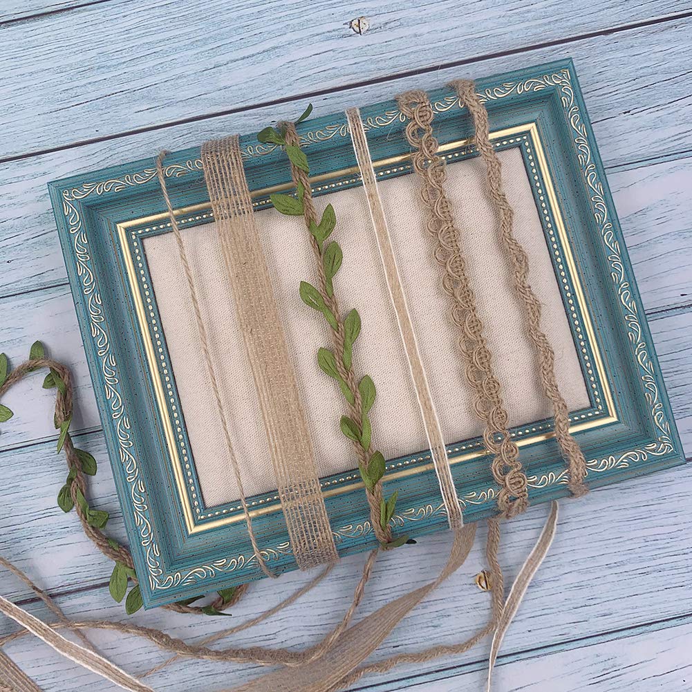 7 Rolls Jute Ribbons Burlap Ribbon Natural Jute Rope Decorative Jute Twisted String for Gift Wrapping Crafts Party Home Decoration (23.9 Yards)