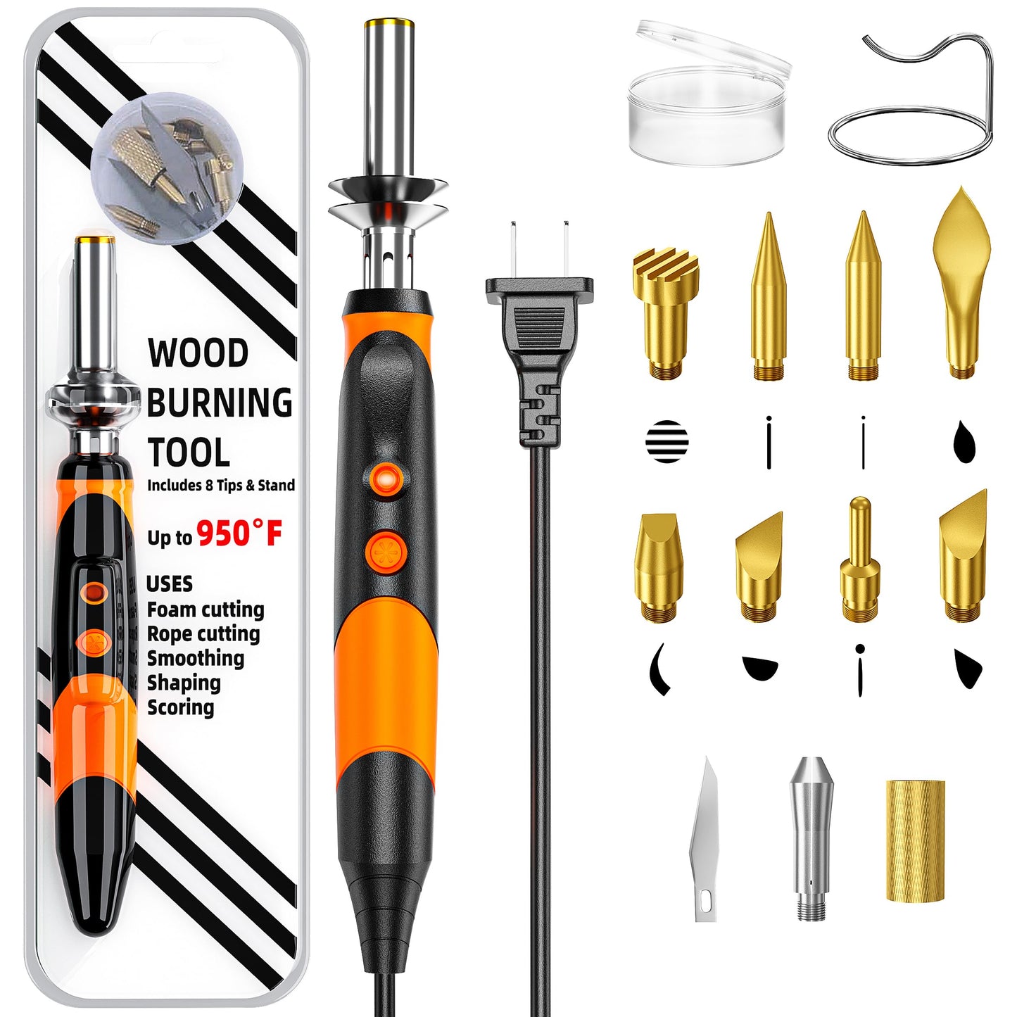 Wood Burning kit, Professional WoodBurning Pen Tool, DIY Creative Tools,Wood Burner for Embossing/Carving/Pyrography,Suitable for Beginners,Adults (orange)