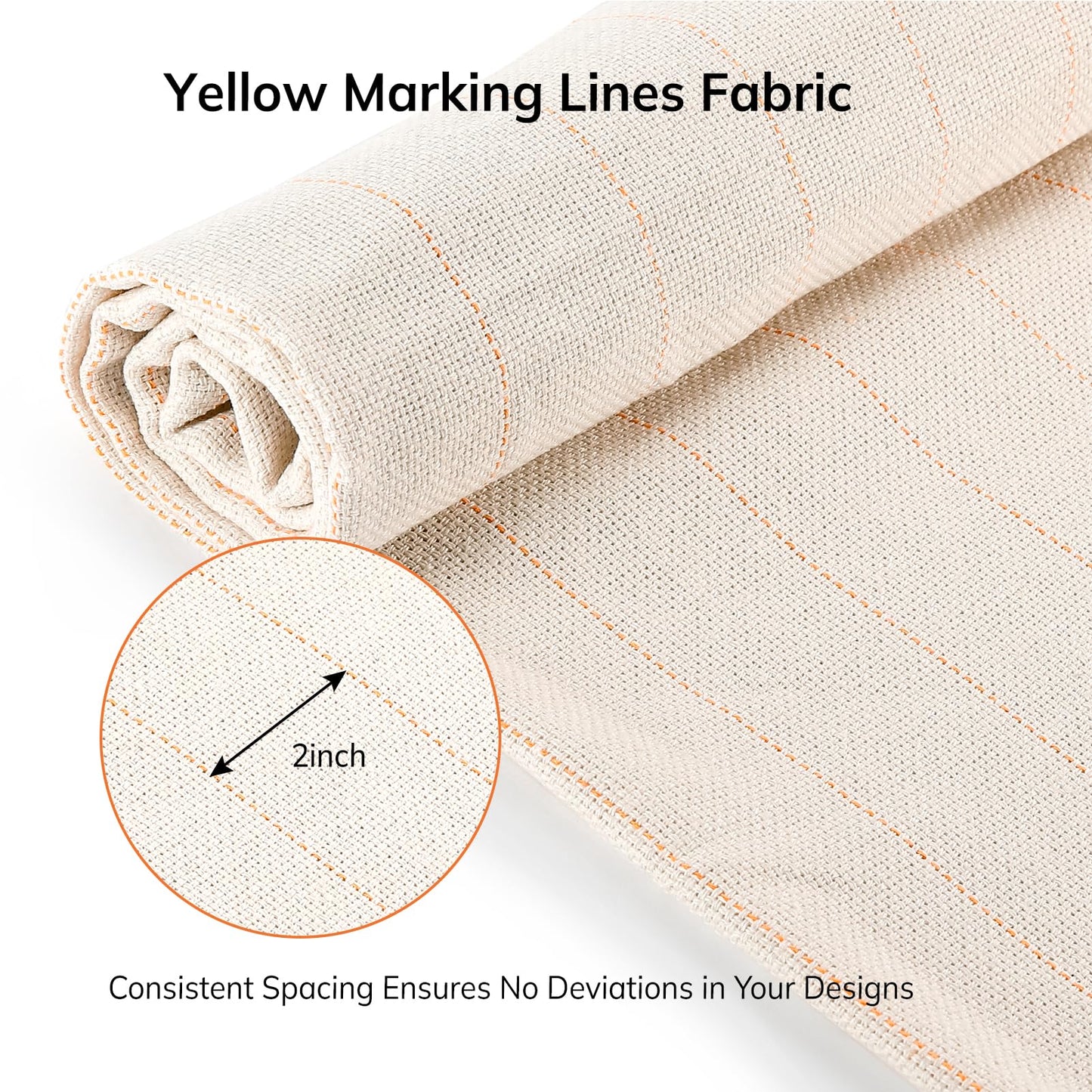 Pllieay 80" × 80" Large Overlocking Primary Tufting Cloth, Monks Cloth with Yellow Marked Lines, Punch Needle Fabric, Monks Clothes for Punch Needle, Tufting Guns and Carpet Punching
