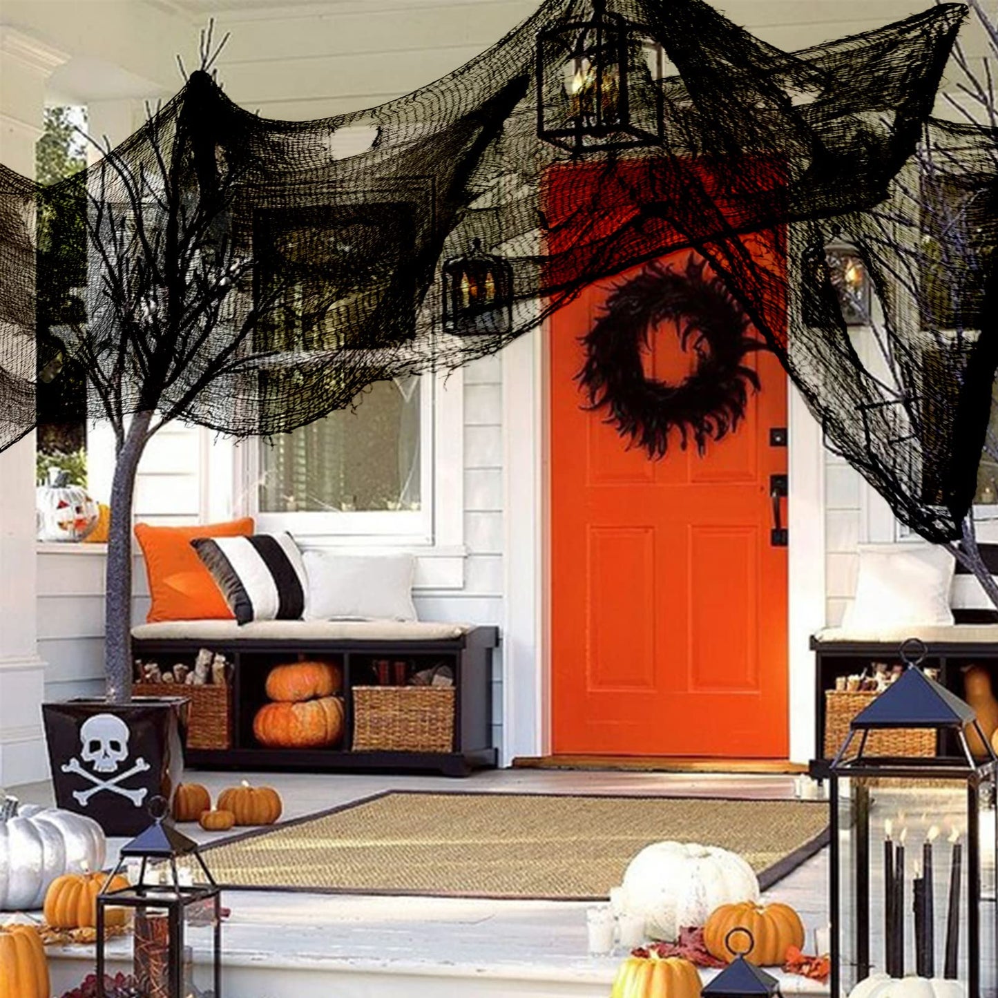 590" x 30" Halloween Creepy Cloth Spooky Halloween Decorations Indoor Outdoor Haunted House Party Decor Supplies Backdrops for Garden,Doorways,Yard,Home,Windows