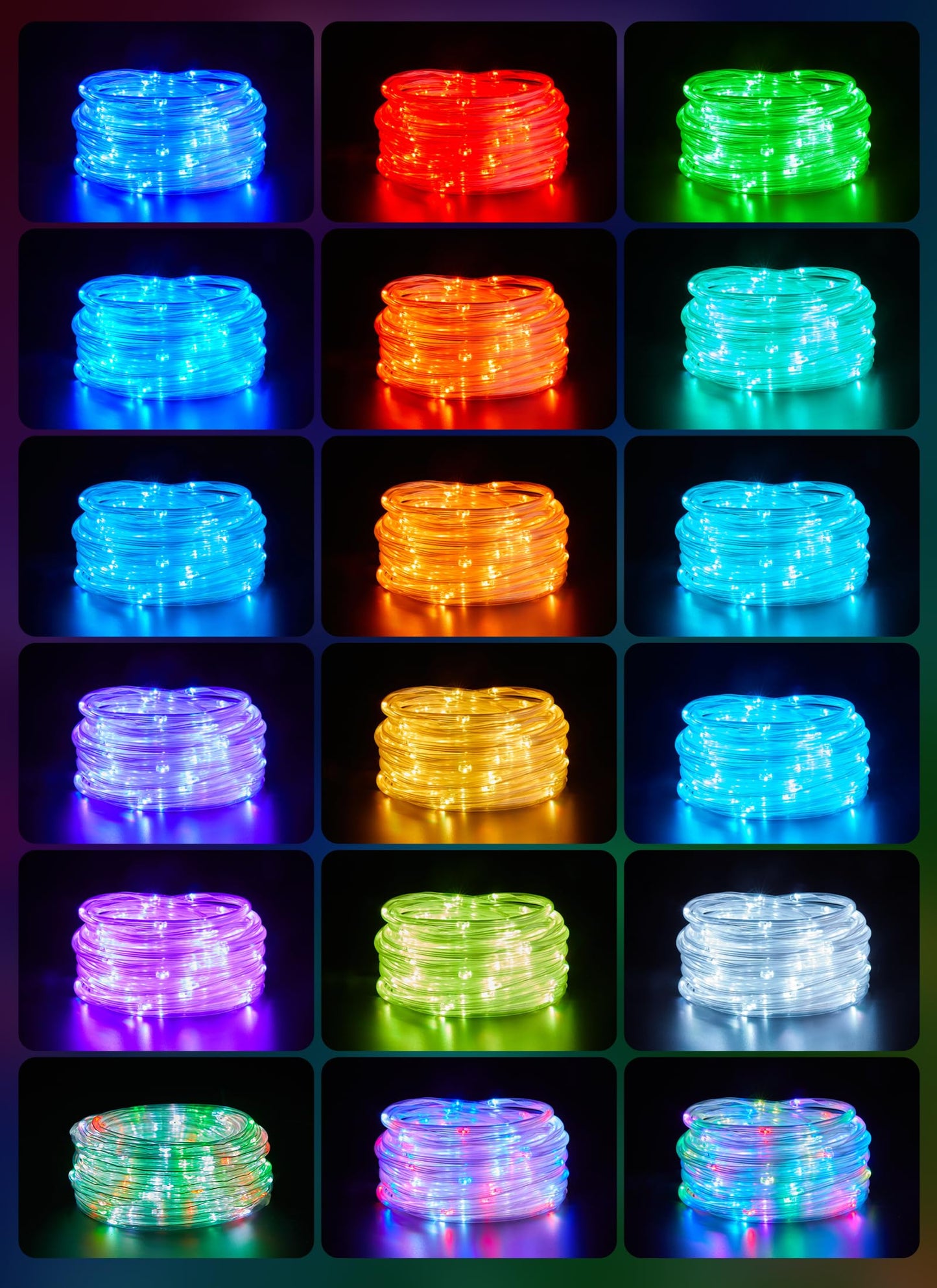 Brightown Solar String Lights Outdoor Waterproof, 18 Colors Changing 39FT Fairy Rope Light Solar Powered with Remote, 100 LEDs Multicolor Trampoline Light Rope Lighting for Outside Christmas Party