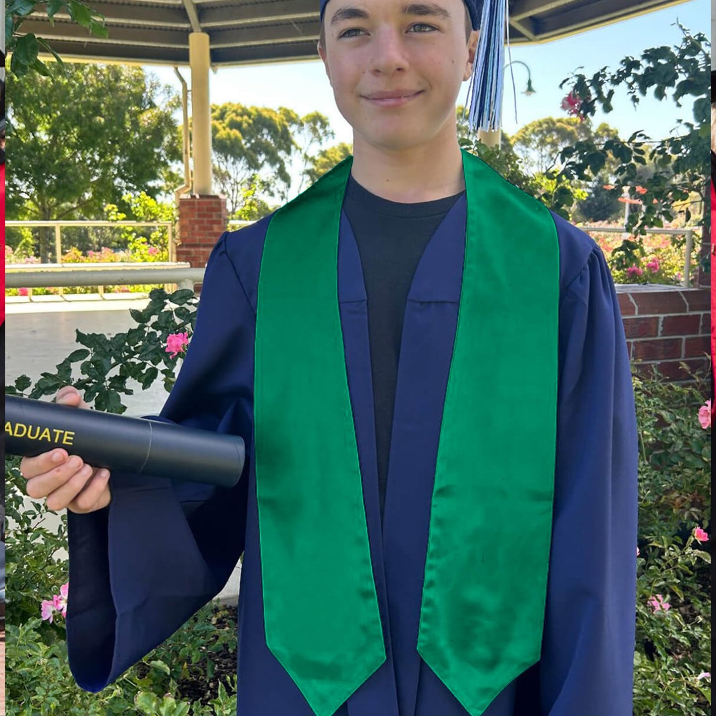 GraduationMall Unisex Adult Plain Graduation Stole 60" Emerald