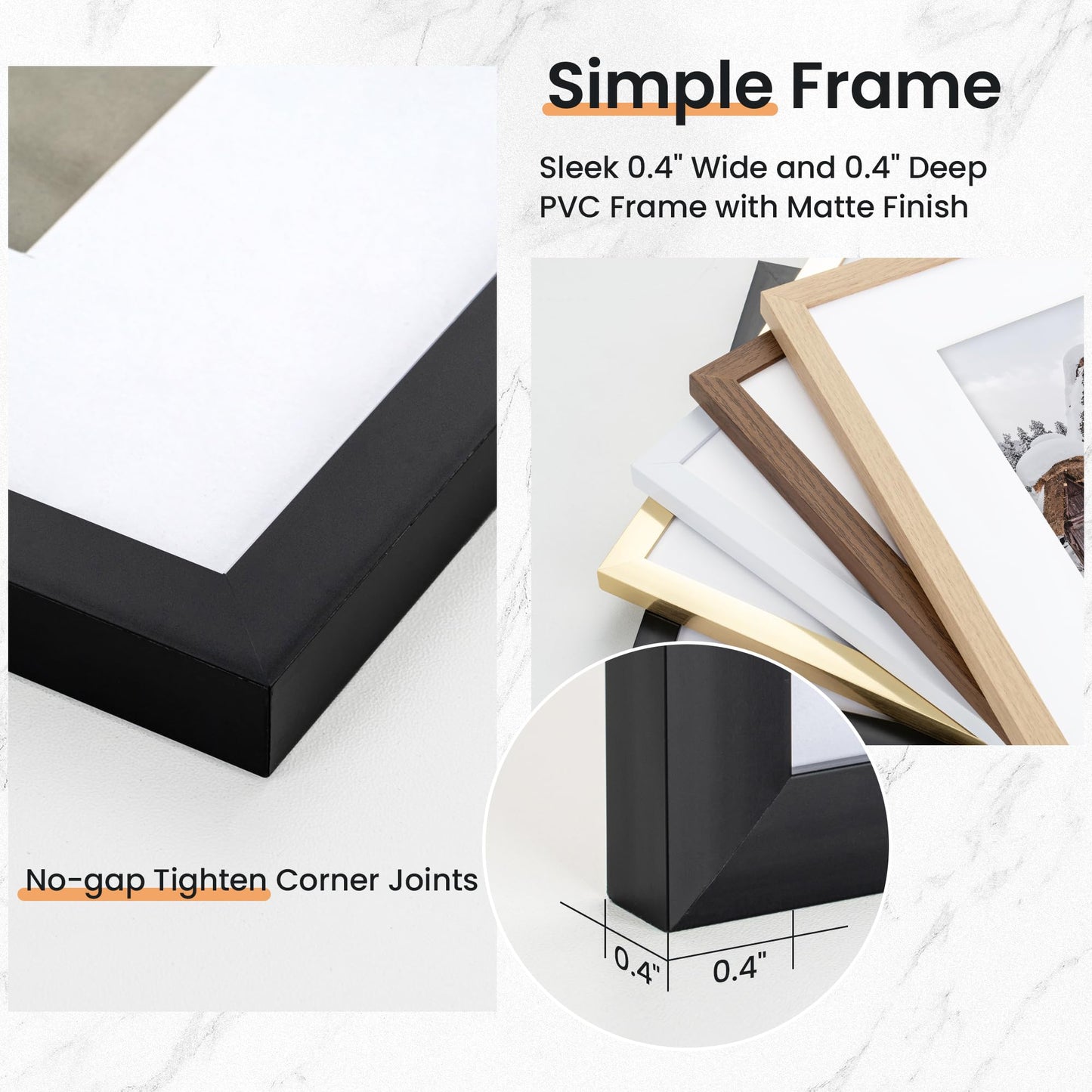 5x7 inch Picture Frame, 5x7 Photo Frames with 4x6 Removable Mat - High Definition Plexiglass - Vertical and Horizontal Display - Wall Hanging Frame - Black, 5 Pack