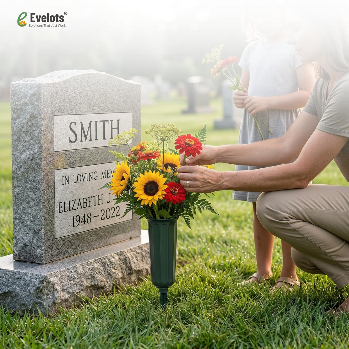 Evelots Cemetery Flower Vase with Sturdy Spikes/Stakes 6 Pack Outdoor Artificial or Fresh Flower Holder Grave Decoration