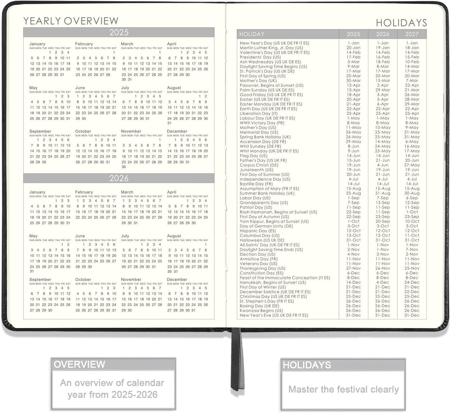Planner 2025-2026 Weekly and Monthly with Stickers, 5.7" X 8.2", July 2025 - June 2026, 2025-2026 Calendar Planner, Pen Holder, Inner Pocket, 44 Notes Pages - Blue