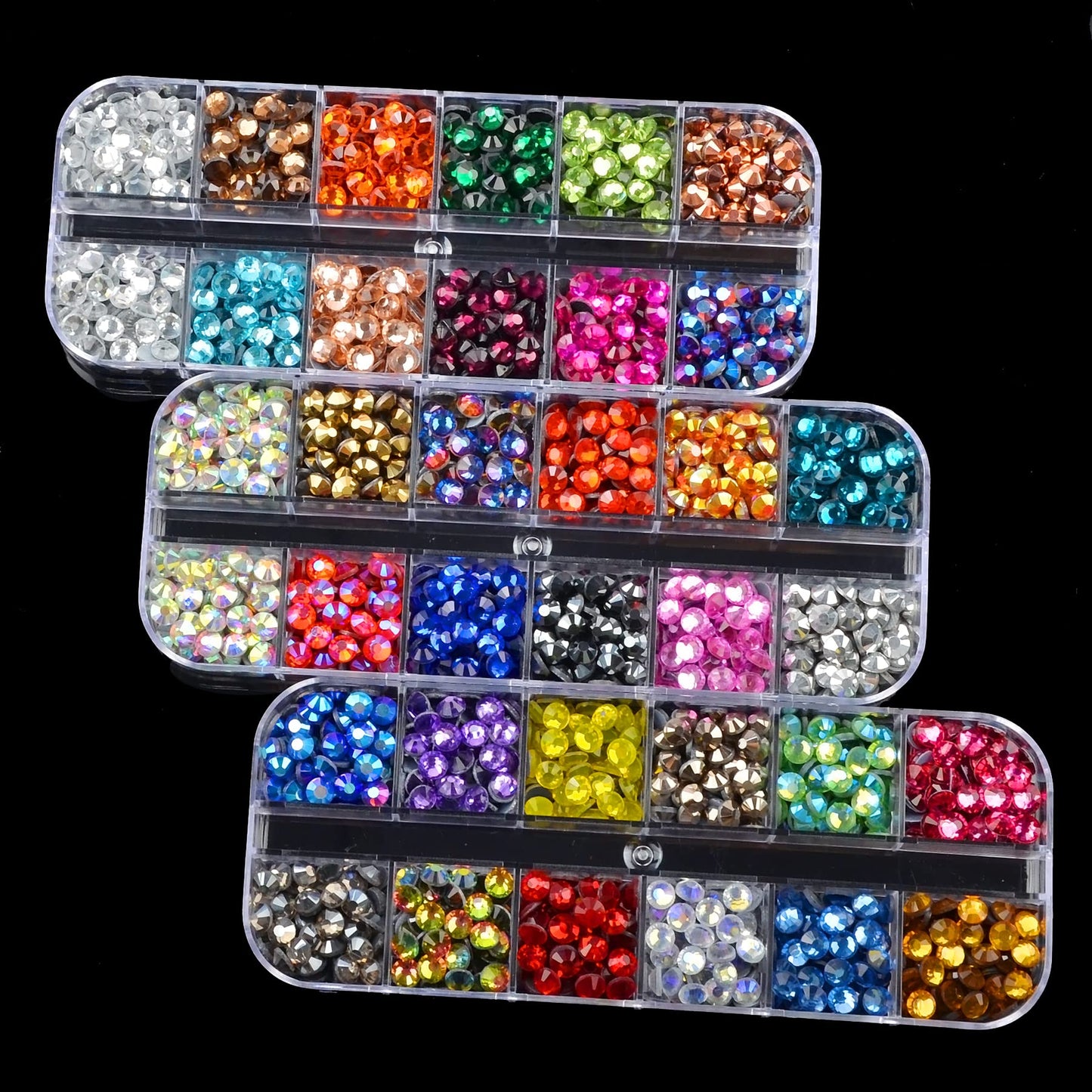 3300pcs+ Flatback Glass Hotfix Iron On Rhinestones Crystal for DIY Making with 1 Tweezer & 1 Picking Pen for Shoes, Clothes, Face Art, Bags, Manicure (34-Colors, SS 16)
