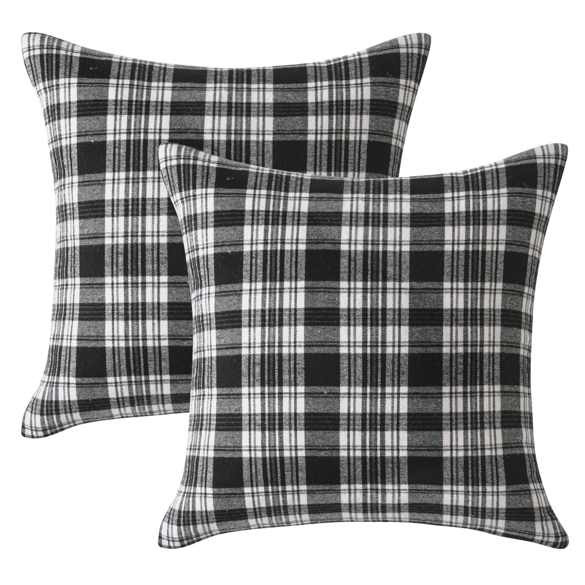 Halloween Plaid Pillow Covers Scottish Tartan 18x18 Black and White
