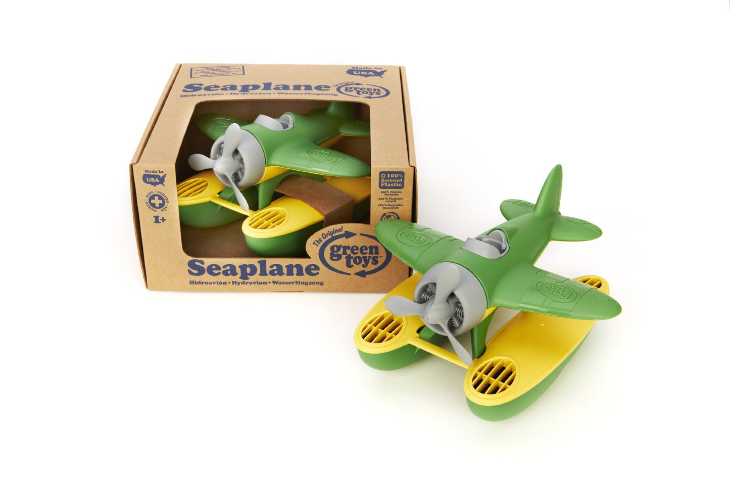 Green Toys Seaplane, Green/Yellow - Pretend Play, Motor Skills, Kids Bath Toy Floating Vehicle. No BPA, phthalates, PVC. Dishwasher Safe, Recycled Plastic, Made in USA.