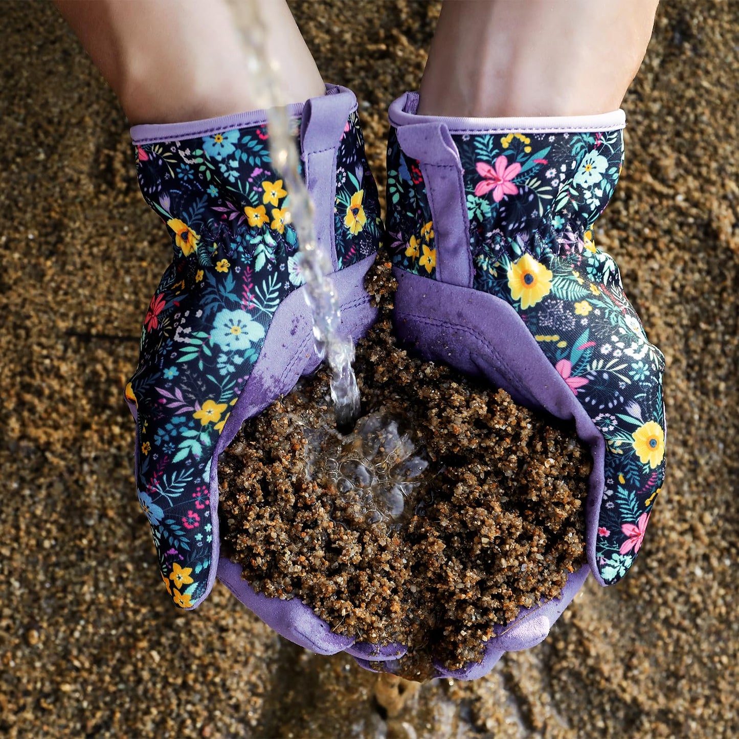 Garden Gloves for Women - Breathable leather Floral Gardening Gloves with Grip, Thorn-Proof Puncture-Resistant Work Gloves for Weeding, Digging, Planting, Raking and Pruning, Purple - Flower