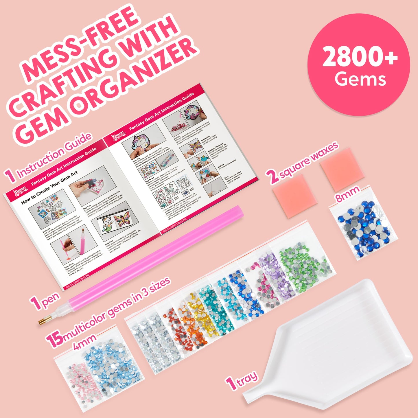 Klever Kits 16 Projects Gem Art, Kids Diamond Painting Kit with 5D Gem, Arts and Crafts for Girls Ages 6-12, Gem Craft Activities Kits, Premium Diamond Art Gift Ideas for Girls Crafts Ages 6, 7, 8+