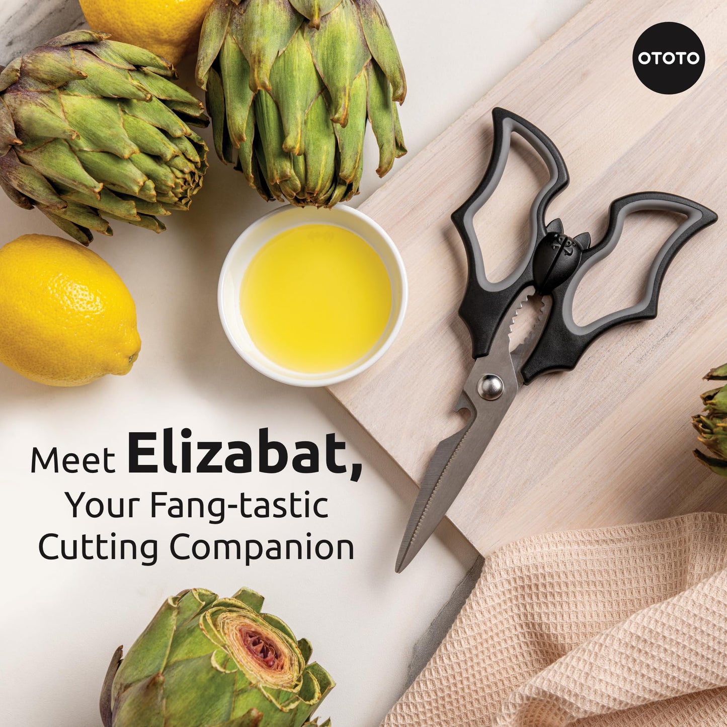 Elizabat Kitchen Scissors - Goth Cute Bat Kitchen Shears, Gothic Scissors Utensils - Cute Gadgets