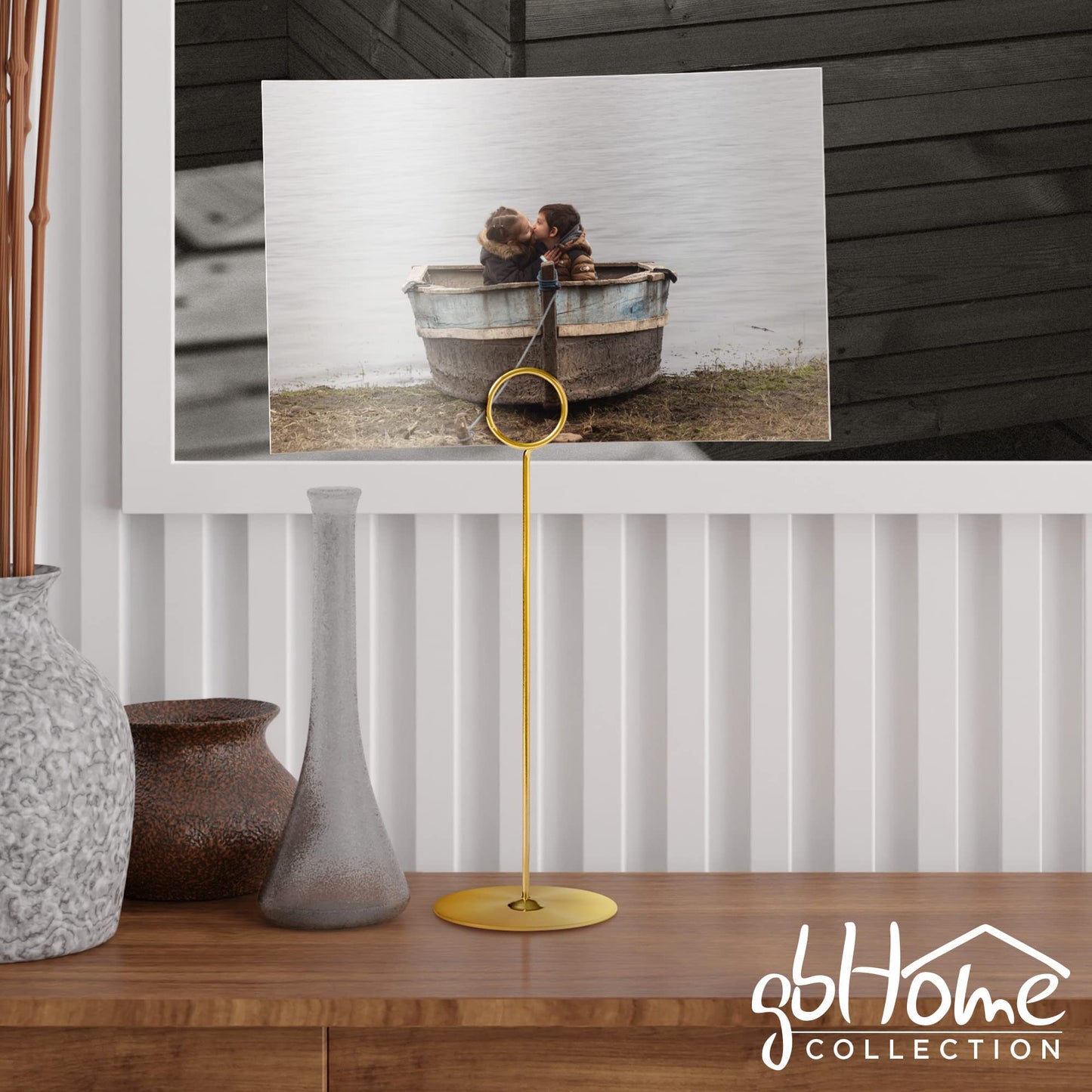 Gray Bunny Metal Table Number Holders, 12 Pack, 8 Inches, Gold Place Card Holders, Picture Holders for Tables, Table Card Holders for Wedding Table Numbers, Table Number Stands, Table Sign Holders