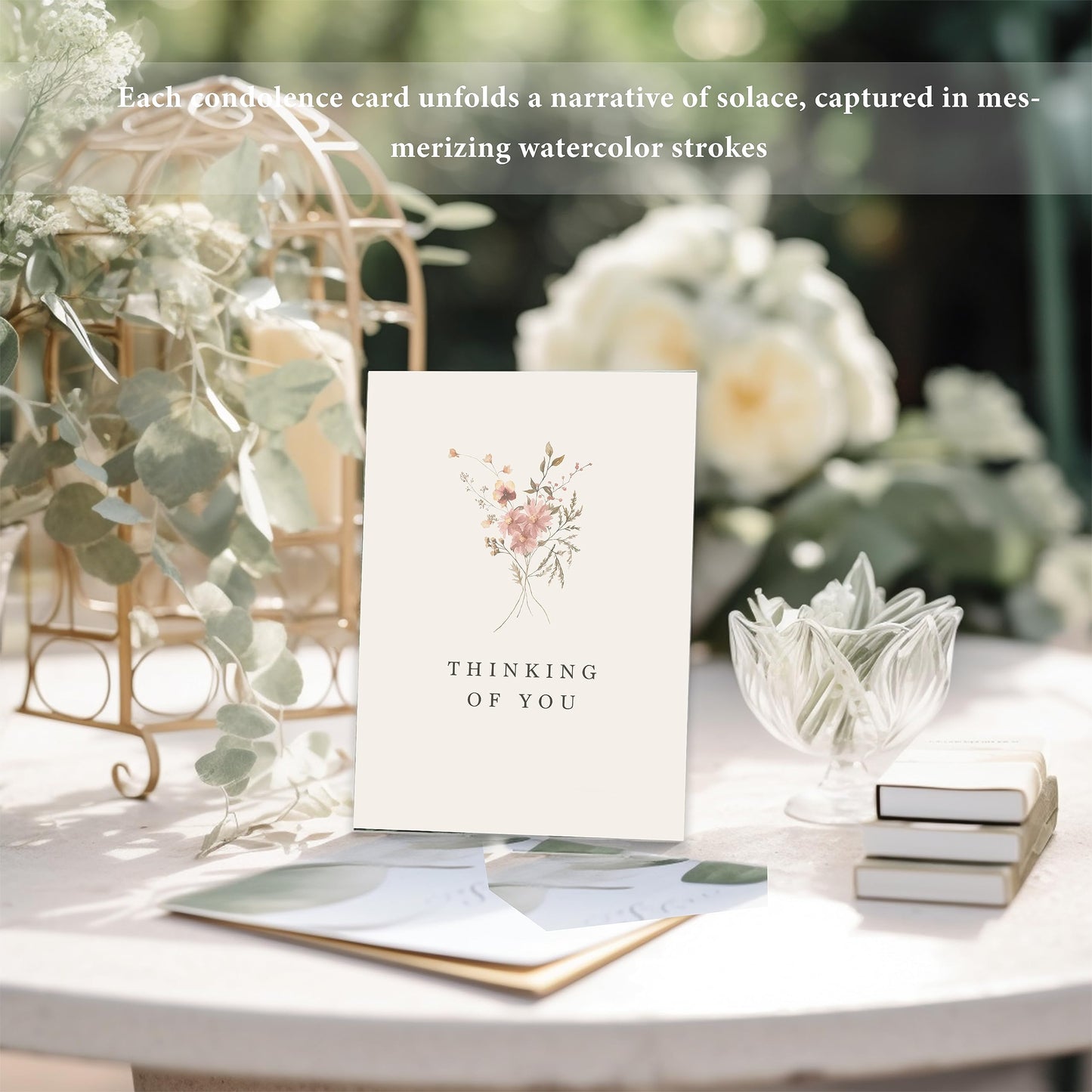 Sympathy Cards with Envelopes,Sympathy Cards Set of 48,Condolence Card with Matching Peel-and-Seal Rustic Envelopes,Each Card Comes with Heartfelt Condolences