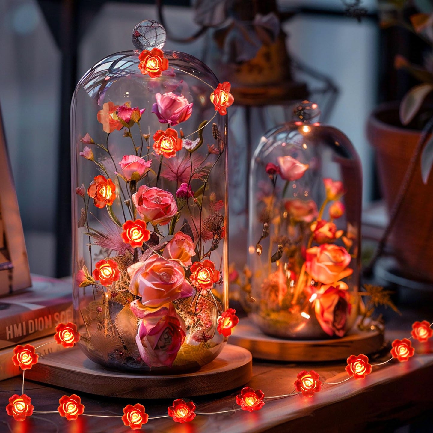 Coquimbo Valentines Day Decorations Lights, 10FT 30 LED Rose String Lights Battery Operated String Lights Mothers Day Decor for Indoor Outdoor Home Room Party Wedding Decorations