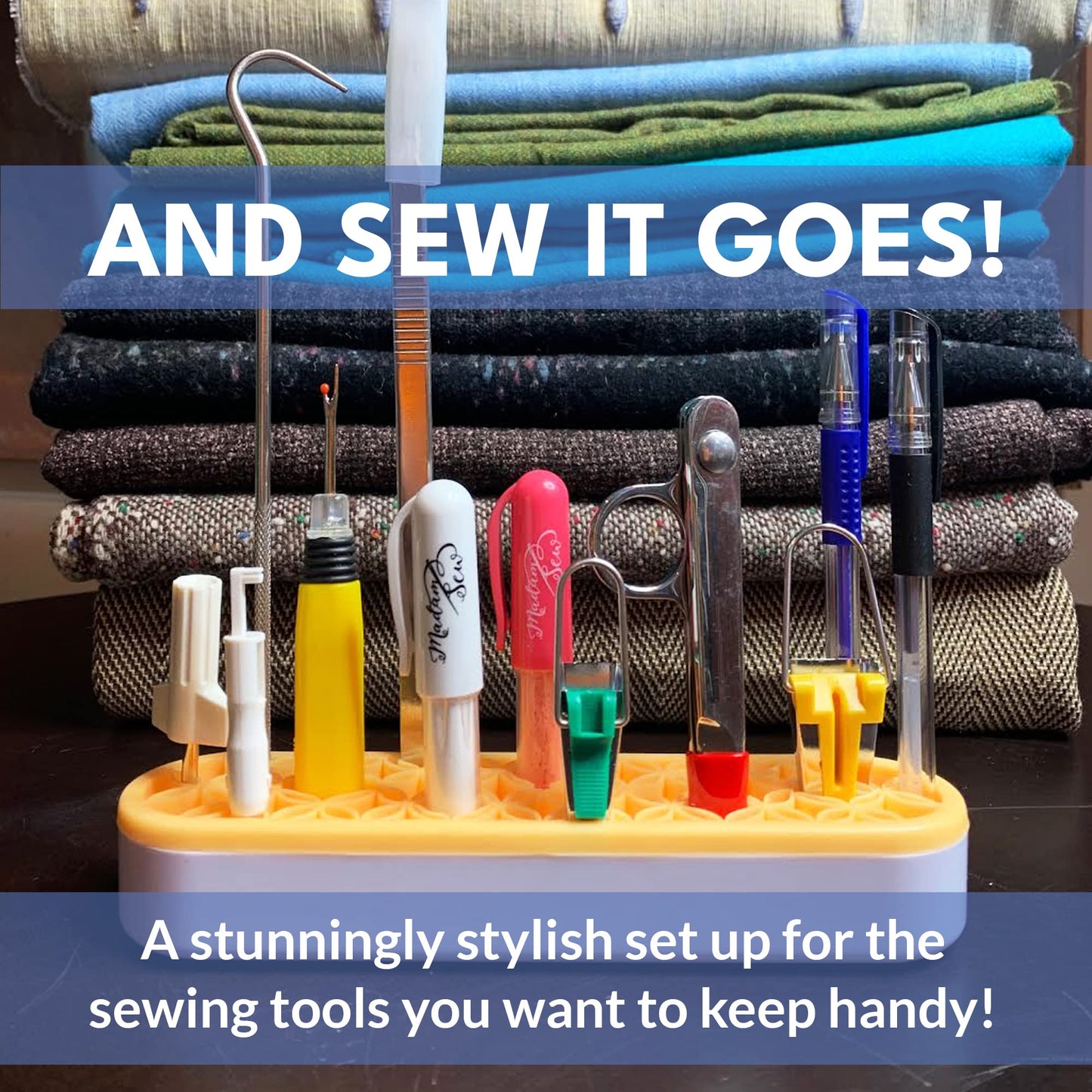 Madam Sew Upright Sewing Tools Caddy Desktop Organizer for Craft and Quilting Supplies Holds Scissors, Seam Rippers and Markers – Tabletop Sewing Accessories Storage Organizer (Red)