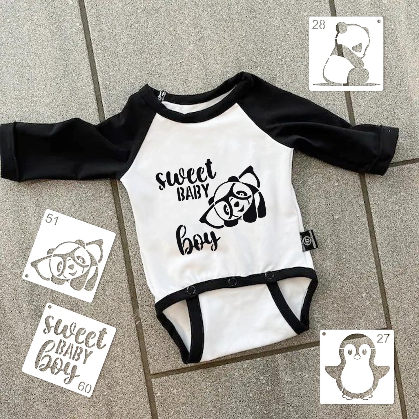 Small Stencils for Painting on Wood Reusable, 3 Inch Reusable Stencil for Craft Ornament Paint Template Stencils for Wall Card Rock Wood Signs Coasters Canvas Home Decor (65 Baby)