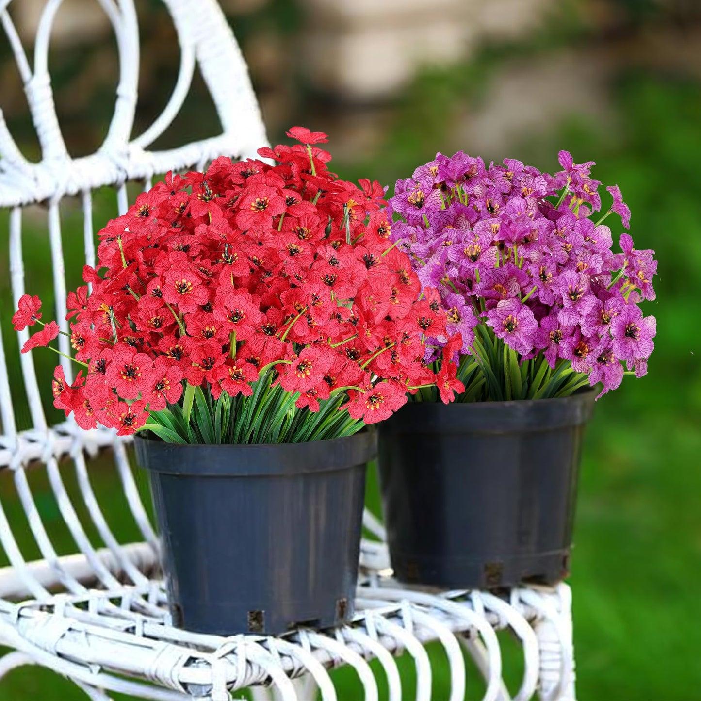 AGIRL 24 Bundles Artificial Flowers for Outdoor,No Fade Fake Plastic Flowers Faux Plants for Decoration Hanging Planters Indoor Outside Garden Porch Window Box Home Wedding Farmhouse