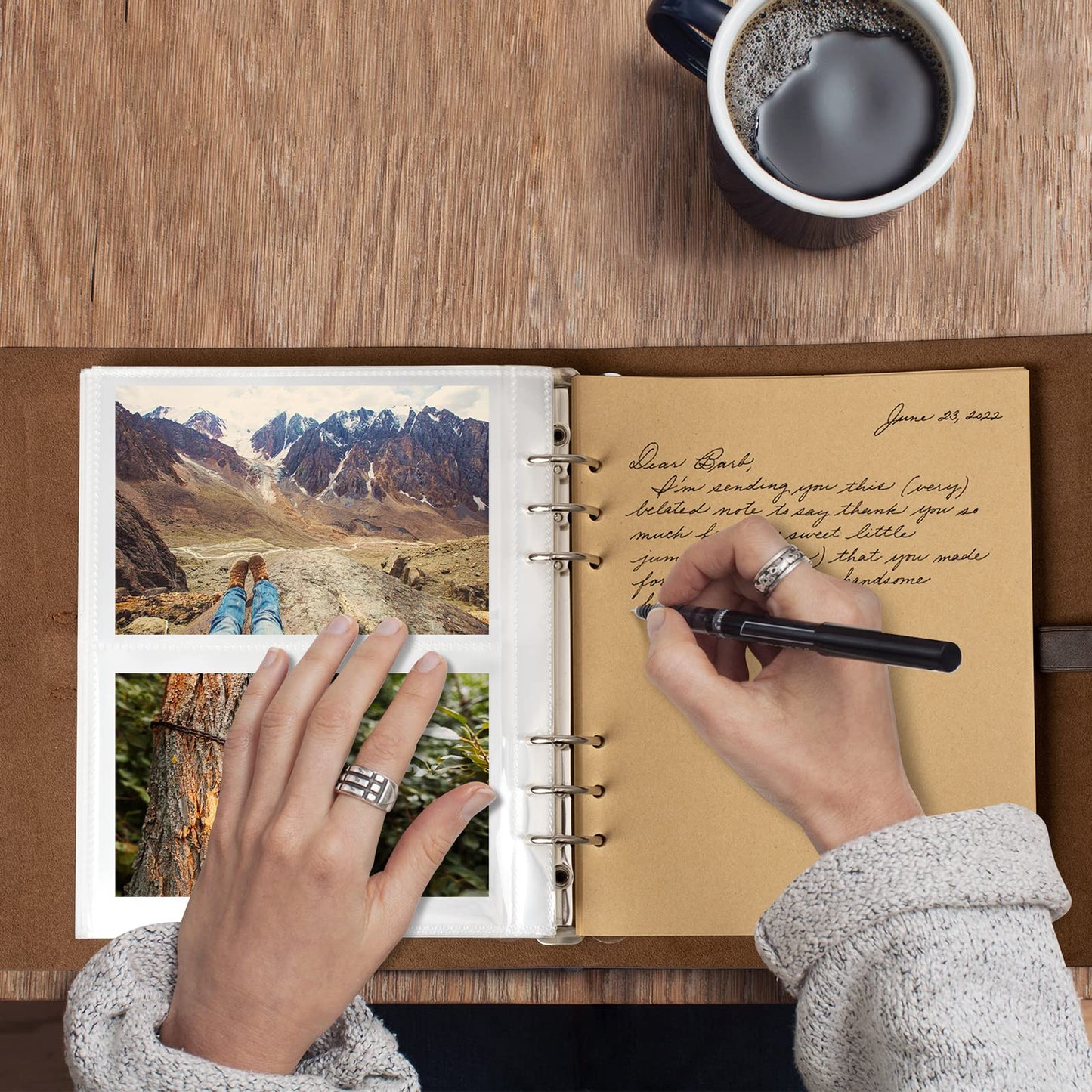 Photo Album 4x6 200 Photos, Genuine Leather Photo Albums with Writing Space with 30 Writing Paper, Travel Family Wedding Kids Graduation Ultrasound Baby Picture Album Scrapbook Photo Album (Simple)