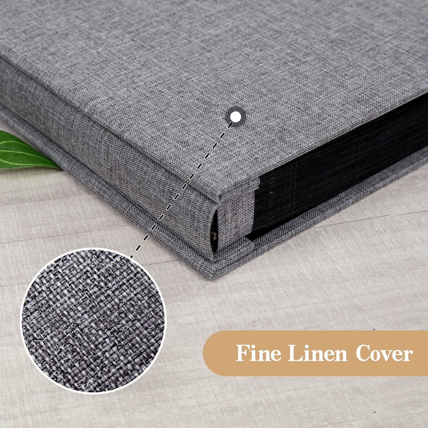 potricher Small Photo Album 4x6 200 Photos Linen Cover Picture Photo Book for Family Wedding Anniversary Baby Vacation (Gray,200 Pockets)