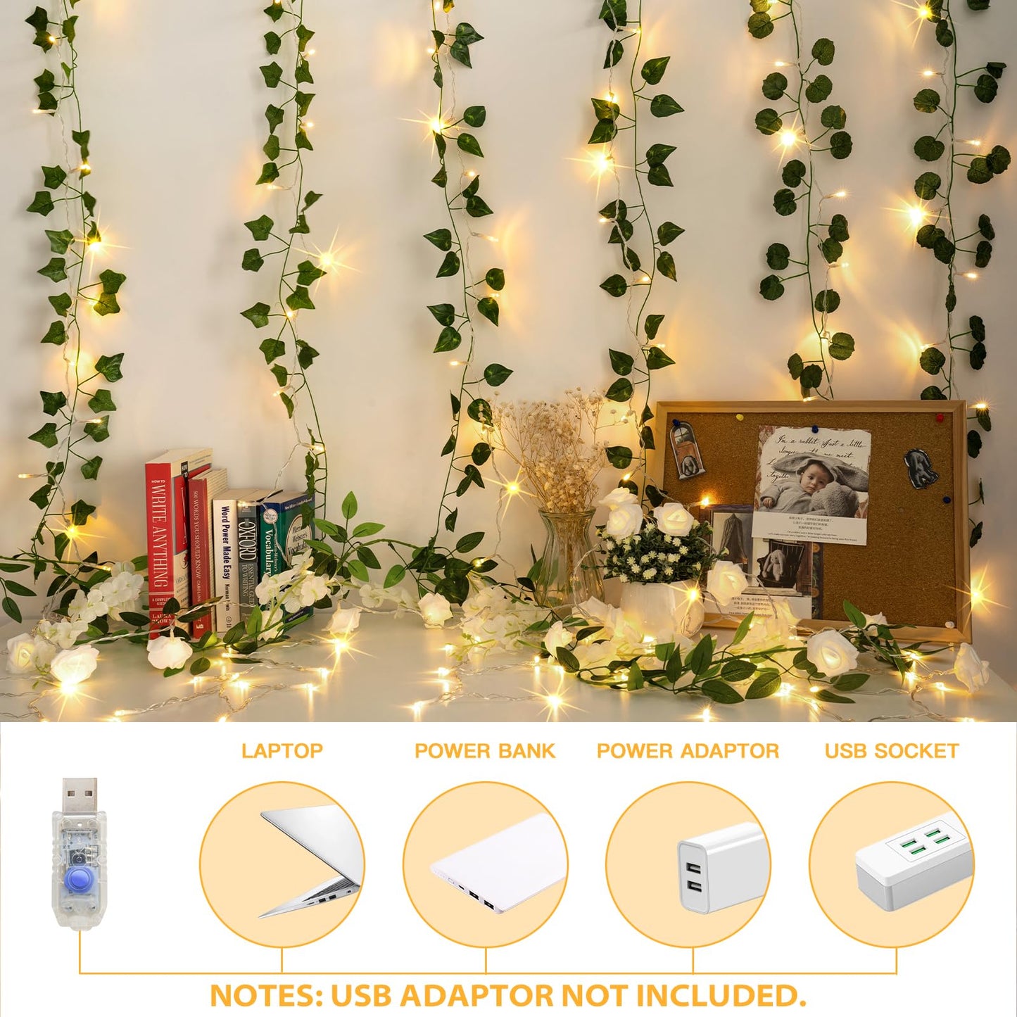 suddus Curtain Lights for Bedroom, 200 Led Hanging String Lights Outdoor, Fairy Curtain Lights Indoor for Christmas, Dorm, Wall, Backdrop, Window, Wedding, Party, Brithday Decor, Warm White