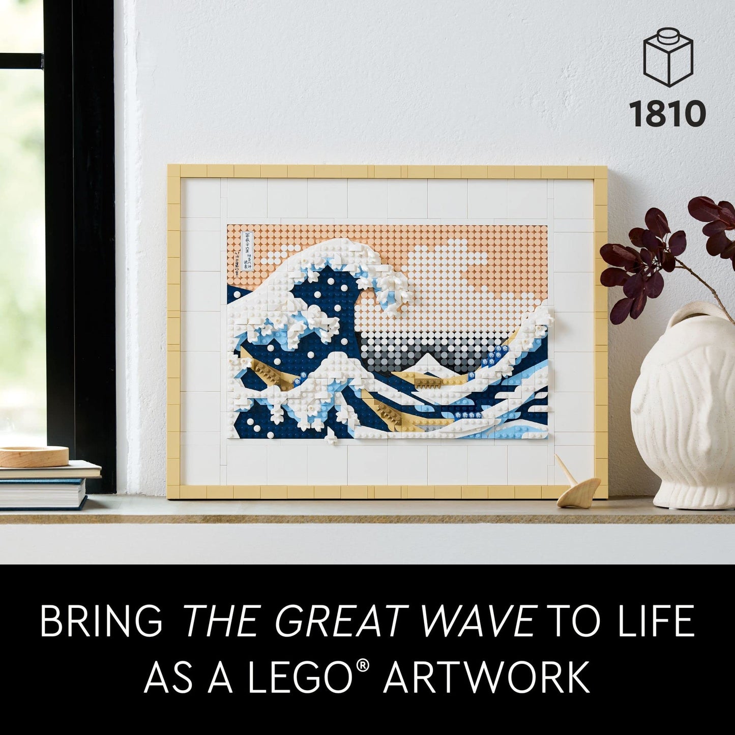 LEGO Art Hokusai – The Great Wave, 3D Japanese Wall Art, Framed Ocean Canvas Picture for Home or Office Décor, Creative DIY Activity, Arts & Crafts Kit, Hobbies for Adults, 31208