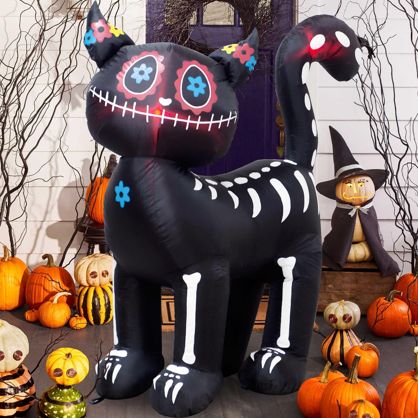 VENLOIS 4 Feet Tall Halloween Inflatable Black Cat LED Lights Decor Outdoor Indoor Holiday Decorations,Blow up Lighted Yard Decor, Giant Lawn Inflatable Home Garden Party Decoration