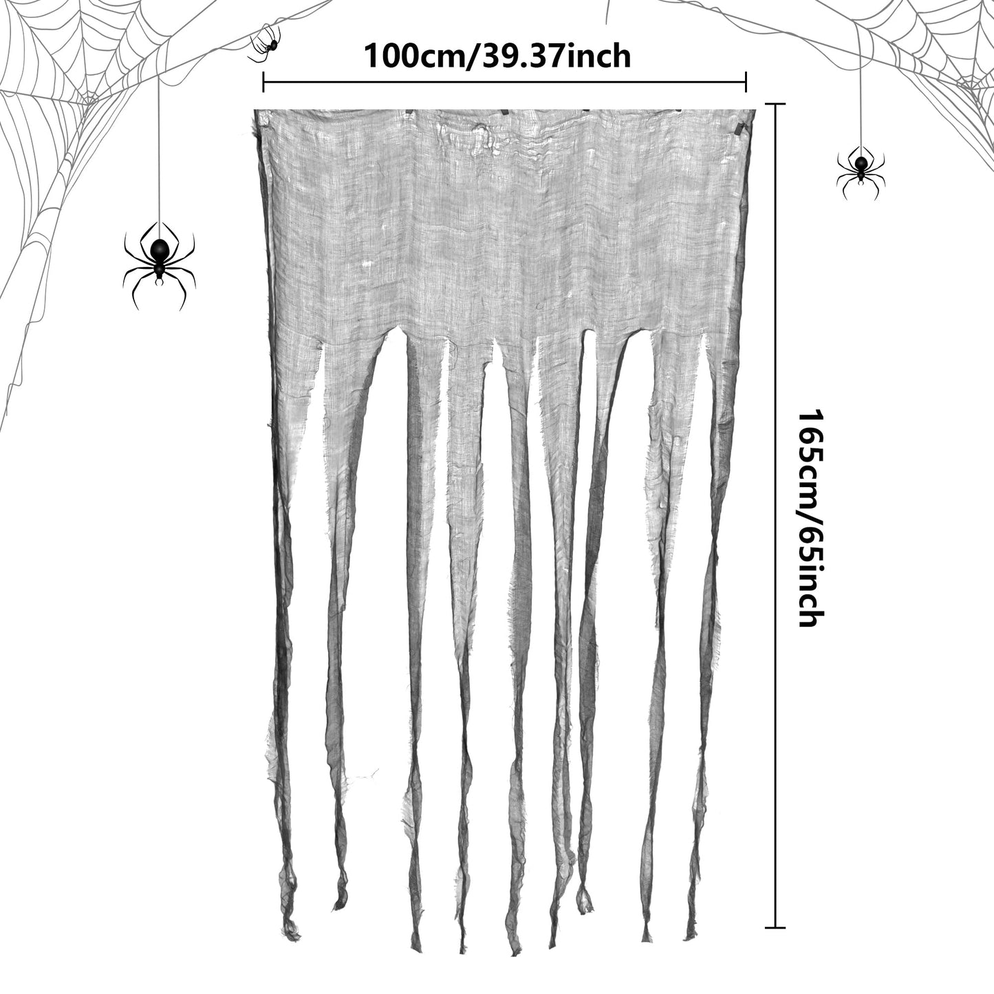 Watayo 3Pcs Halloween Black Doorway Curtain- 65x39 Inch Creepy Gauze for Door Curtain Decorations- Scary Spooky Cloth for Halloween Party Haunted House Entrance Décor