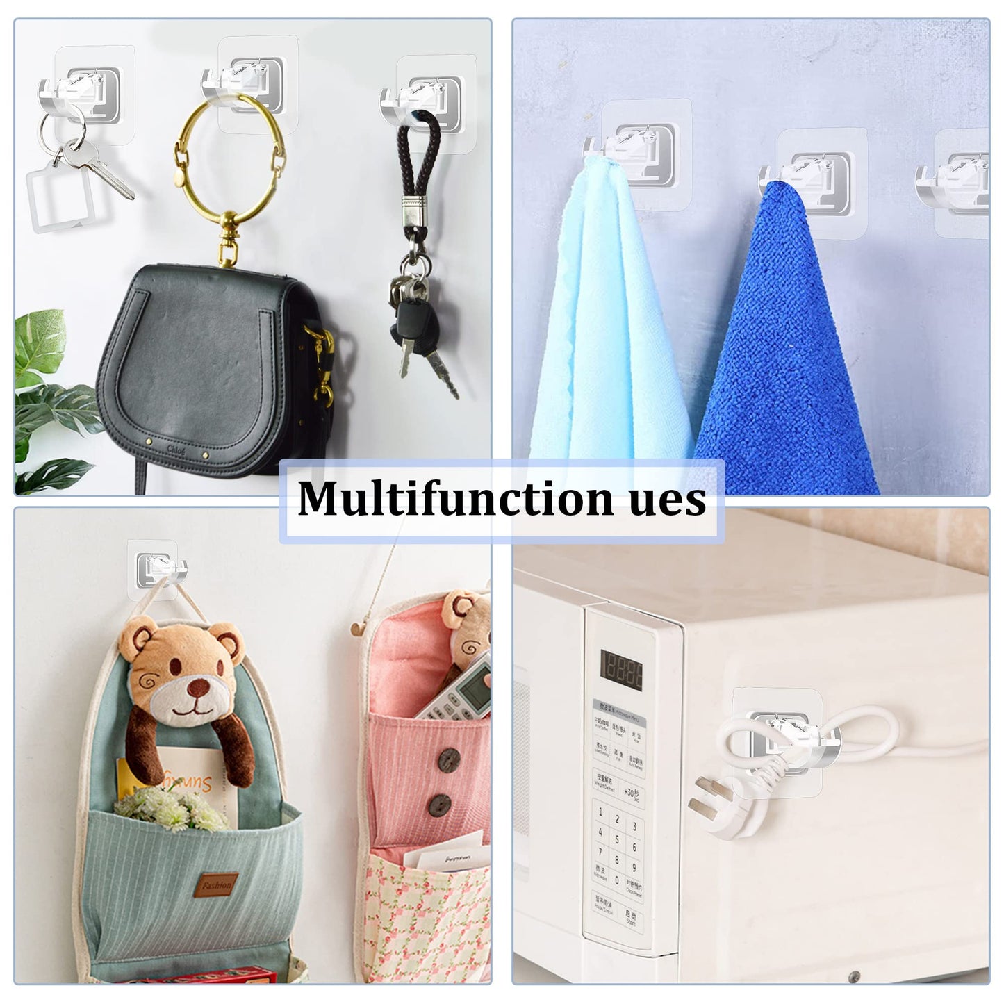 Codoule Self Adhesive No Drill Adjustable Curtain Rod Holder Hooks Brackets, Nail Free, No Drilling Hangers for Bathroom, Kitchen, Home, Bathroom and Hotel, Transparent, 8PCS