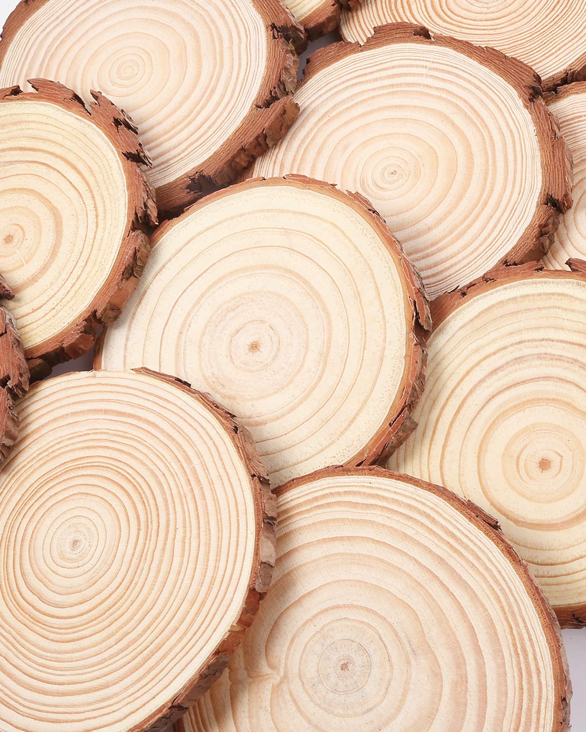 12 Pcs 5.1-5.5 Inch Wood Slices, Unfinished Wood Slice Ornaments for DIY Crafts Wedding Table Centerpieces Coasters for Arts Painting Craft