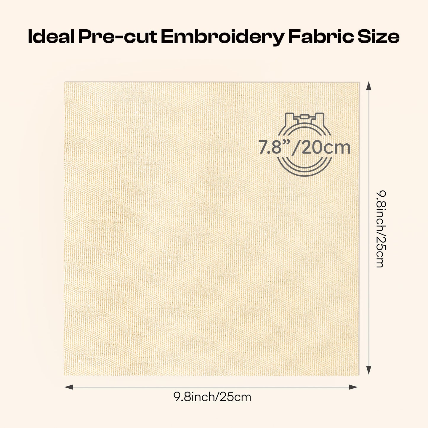 12 PCS Embroidery Fabric for Needlework Garment Craft, Pre-Cut Beige Embroidery Cloth, Natural Cotton Embroidery Cloth Fabric Squares (9.8 × 9.8 Inch)