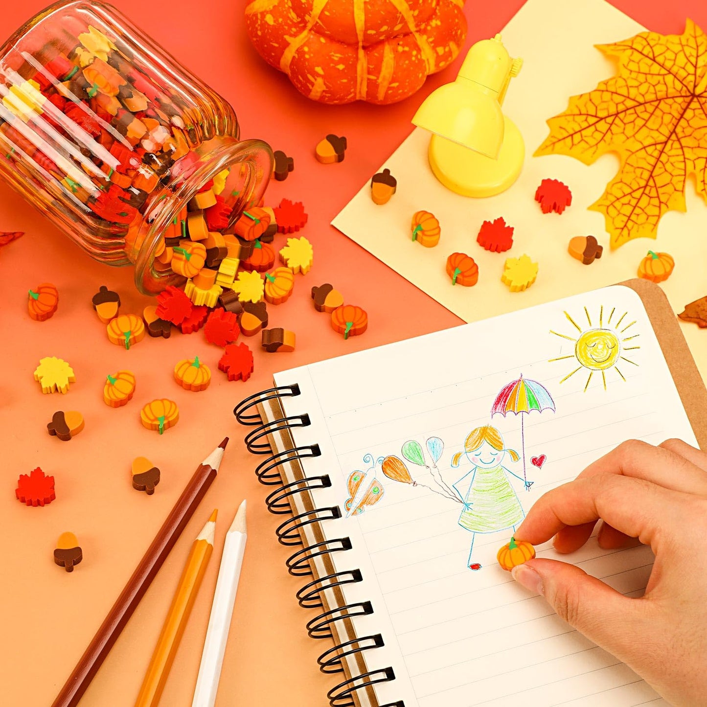 Fall Mini Cute Thanksgiving Mini Eraser Bulk Set of 150 Pcs, Maple Leaf Novelty Pencil Eraser Pack for Kids, Homework Rewards, Party Favors